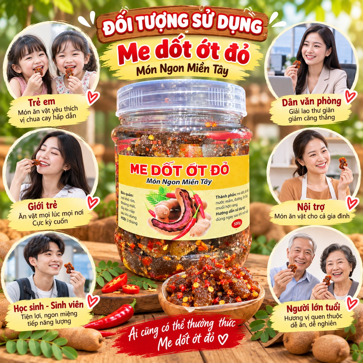 Me Dốt Sốt Ớt Đỏ Chua Cay Mặn Ngọt 500gr