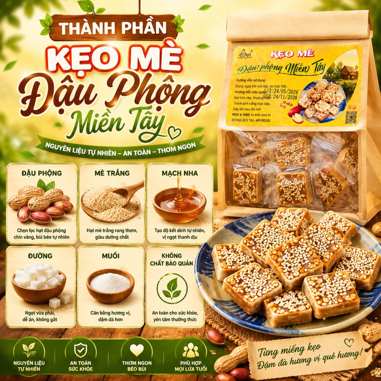 Kẹo Mè Xửng Đậu Phộng Miền Tây 500gr