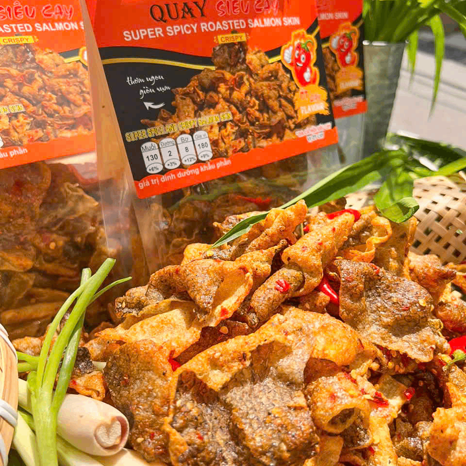 DA CÁ HỒI QUAY SIÊU CAY 220gr – Giòn Rụm Bùng Vị, Ăn Là Ghiền!