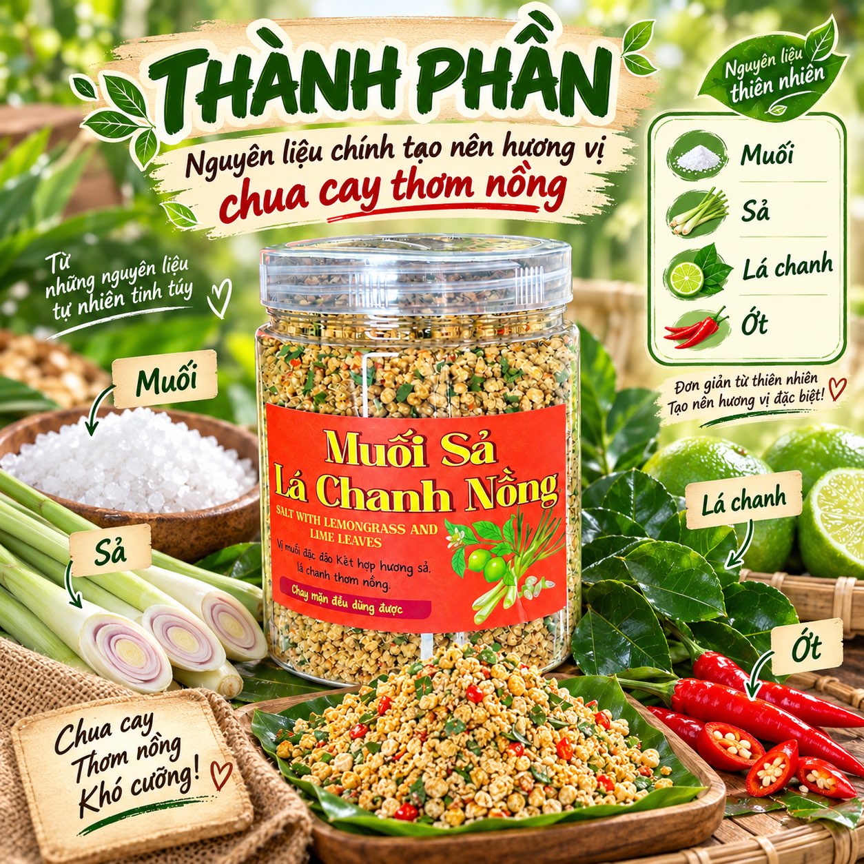 Muối Ớt Sả Lá Chanh Đậm Đà Bùng Nổ Mọi Món Ngon 500gr