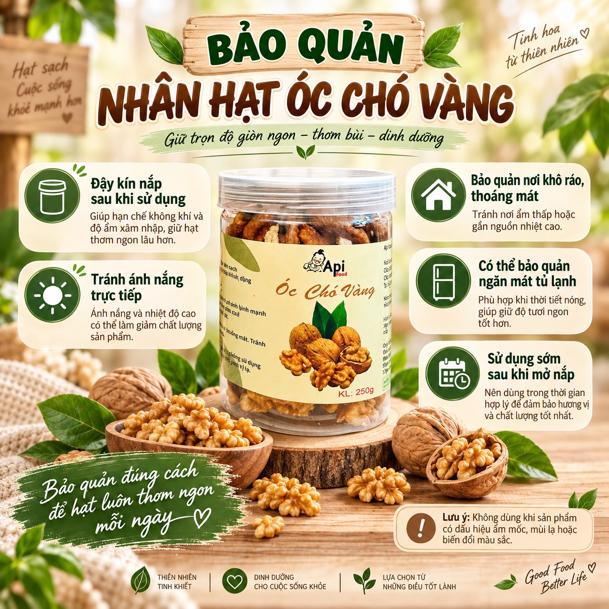Nhân Hạt Óc Chó Vàng Tách Vỏ - Hạt Dinh Dưỡng Organic Tốt Cho Sức Khỏe