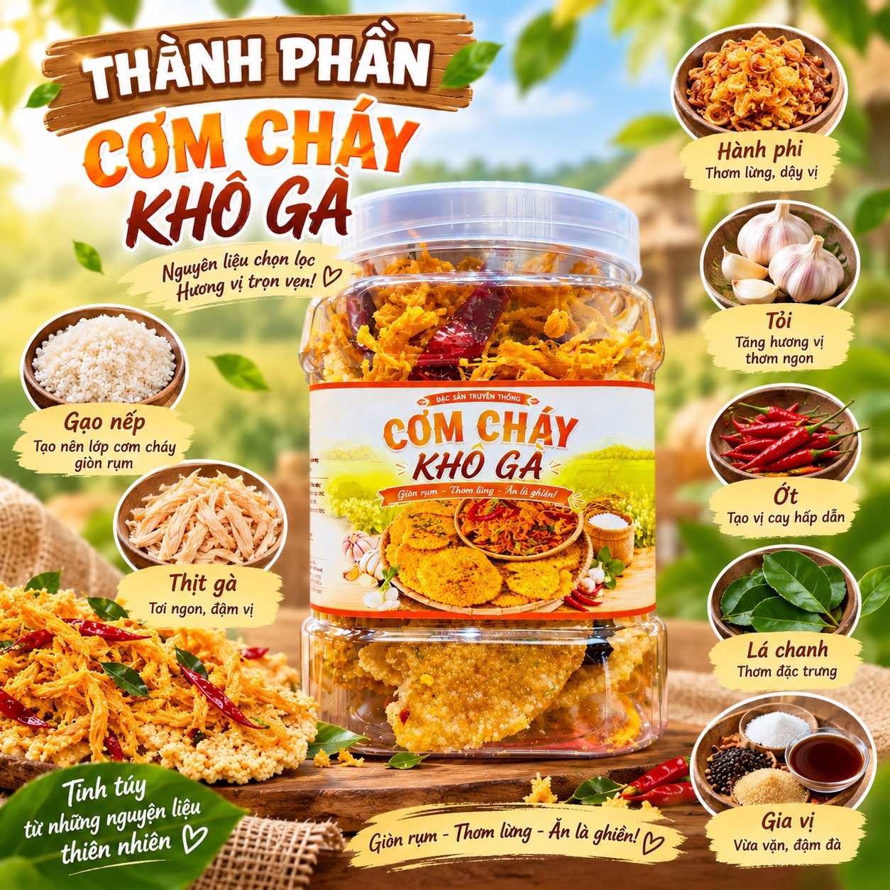 Cơm Cháy Mắm Kẹo Lắc Khô Gà 450gr