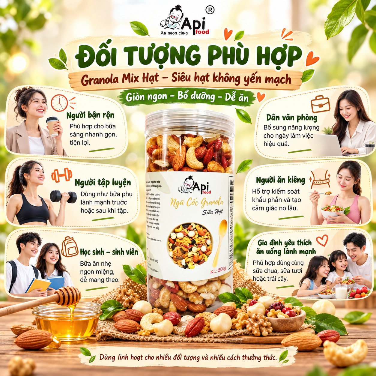 Siêu Hạt Granola Mix Hạt - Không Yến Mạch 500gr