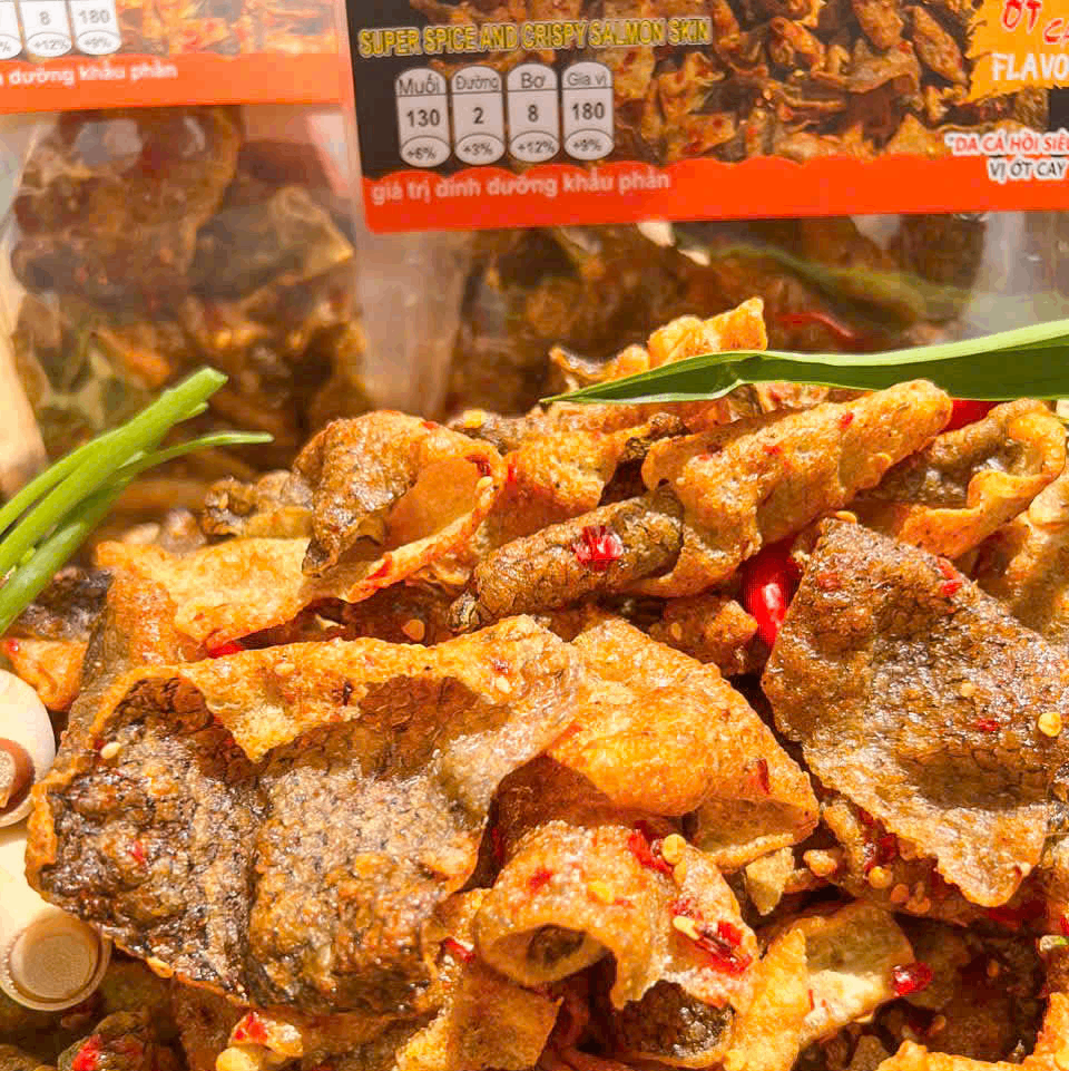 DA CÁ HỒI QUAY SIÊU CAY 220gr – Giòn Rụm Bùng Vị, Ăn Là Ghiền!