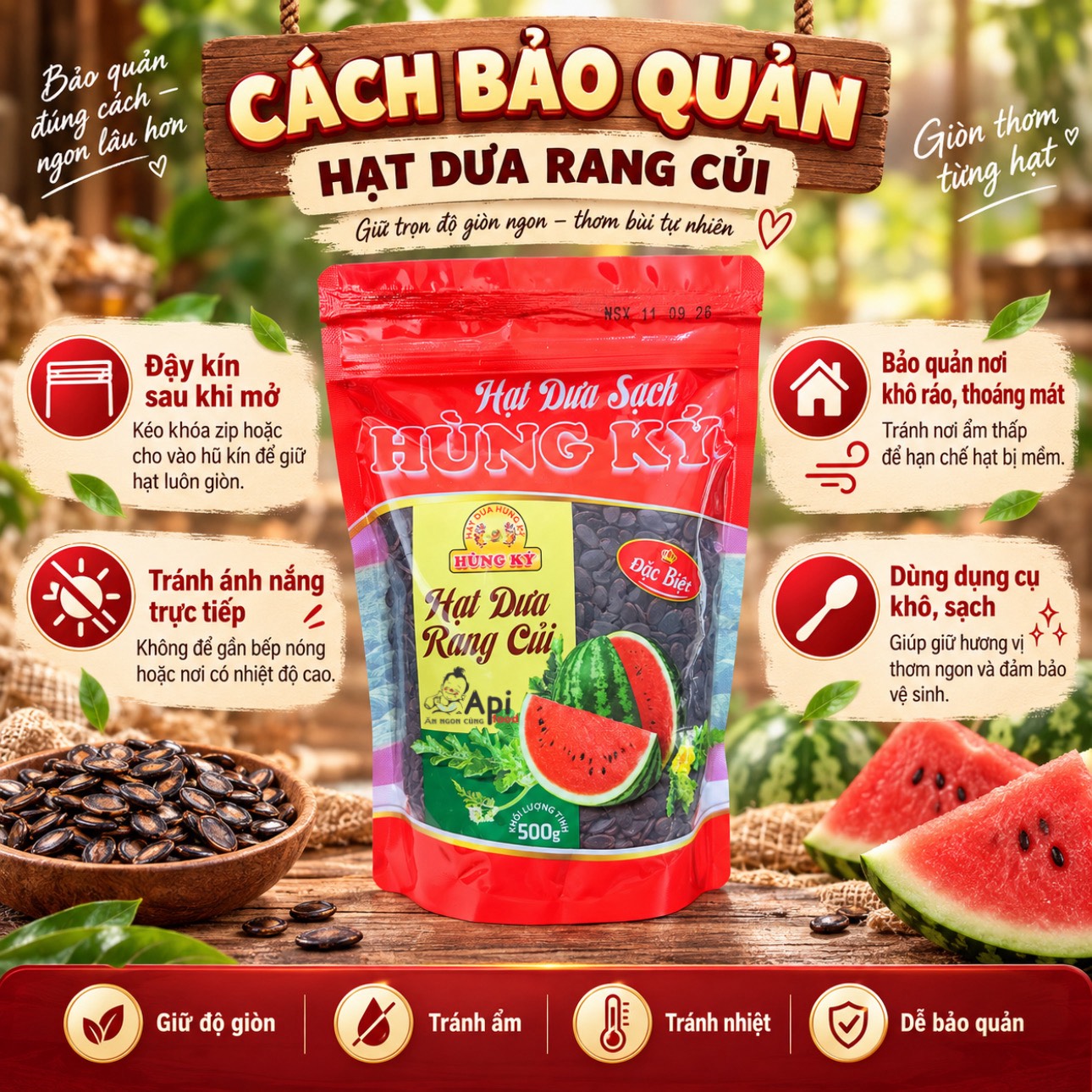 Hạt Dưa Rang Củi Hùng Ký 500gr ( Loại Đặc Biệt )