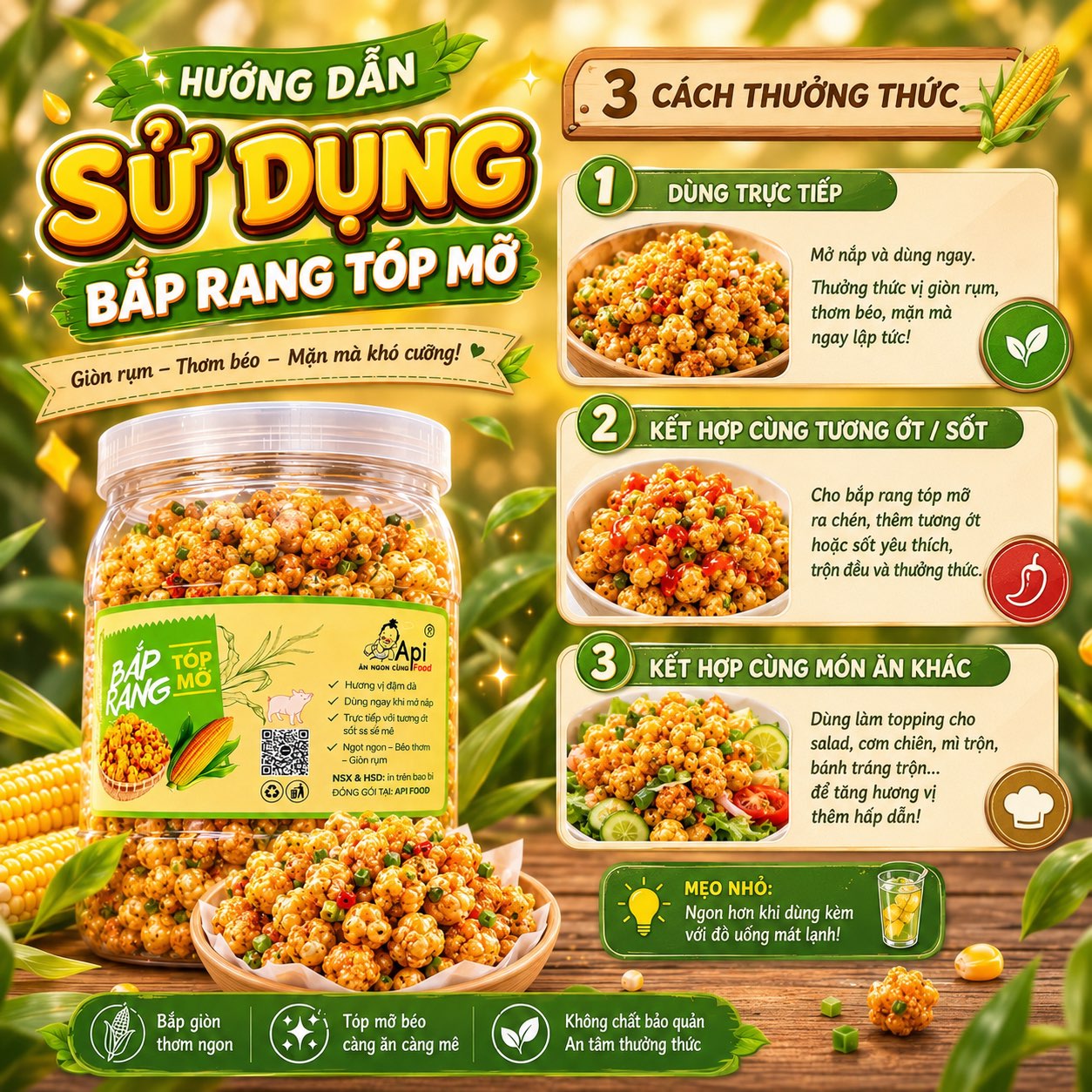 Bắp Rang Tóp Mỡ 500gr - Giòn Rùm Rụm, Nhâm Nhi Siêu Ngon