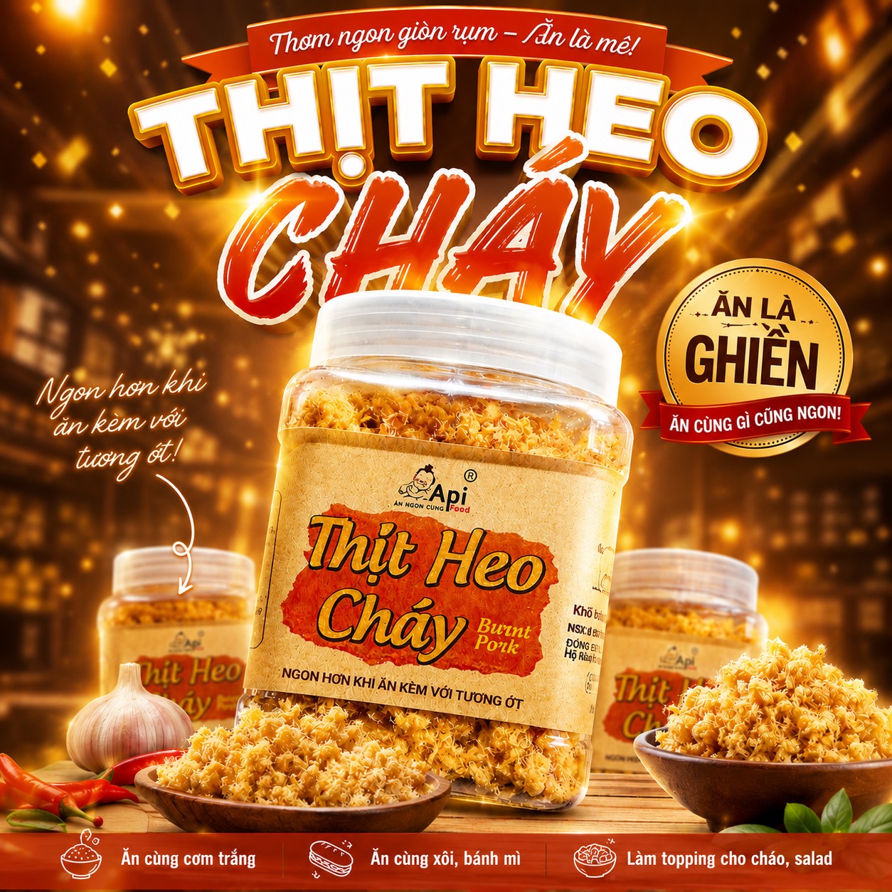 Chà Bông Heo Cháy Ngon Khó Cưỡng 300gr - Thơm Lừng, Mặn Mà, Ăn Là Ghiền
