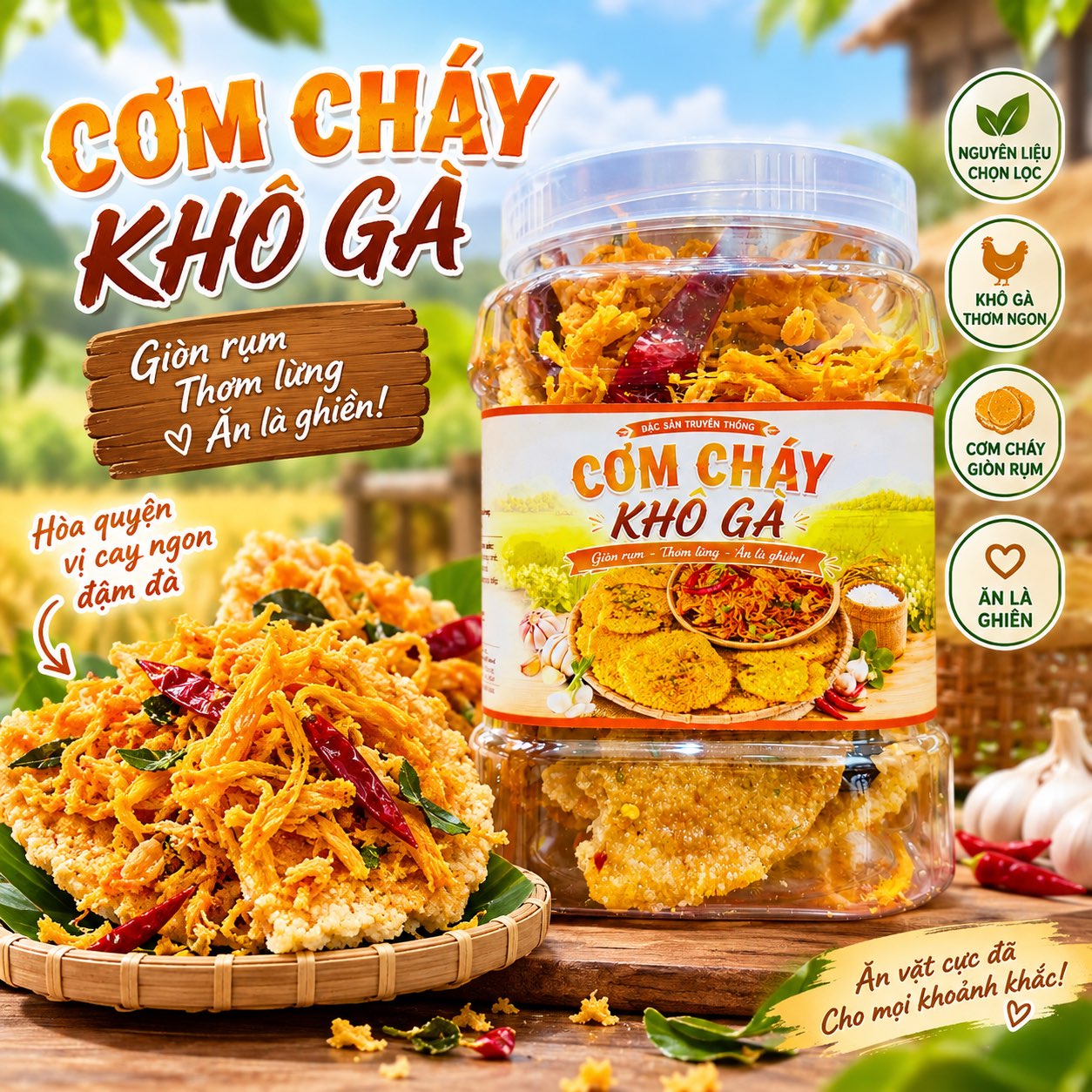 Cơm Cháy Mắm Kẹo Lắc Khô Gà 450gr