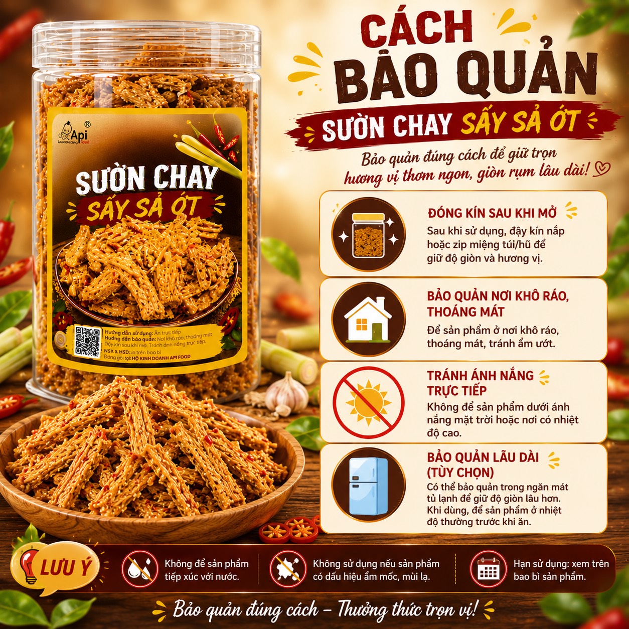 Sườn Chay Sấy Sả Ớt 200gr - Giòn Rụm, Thơm Sả, Cay Nhẹ Đậm Đà