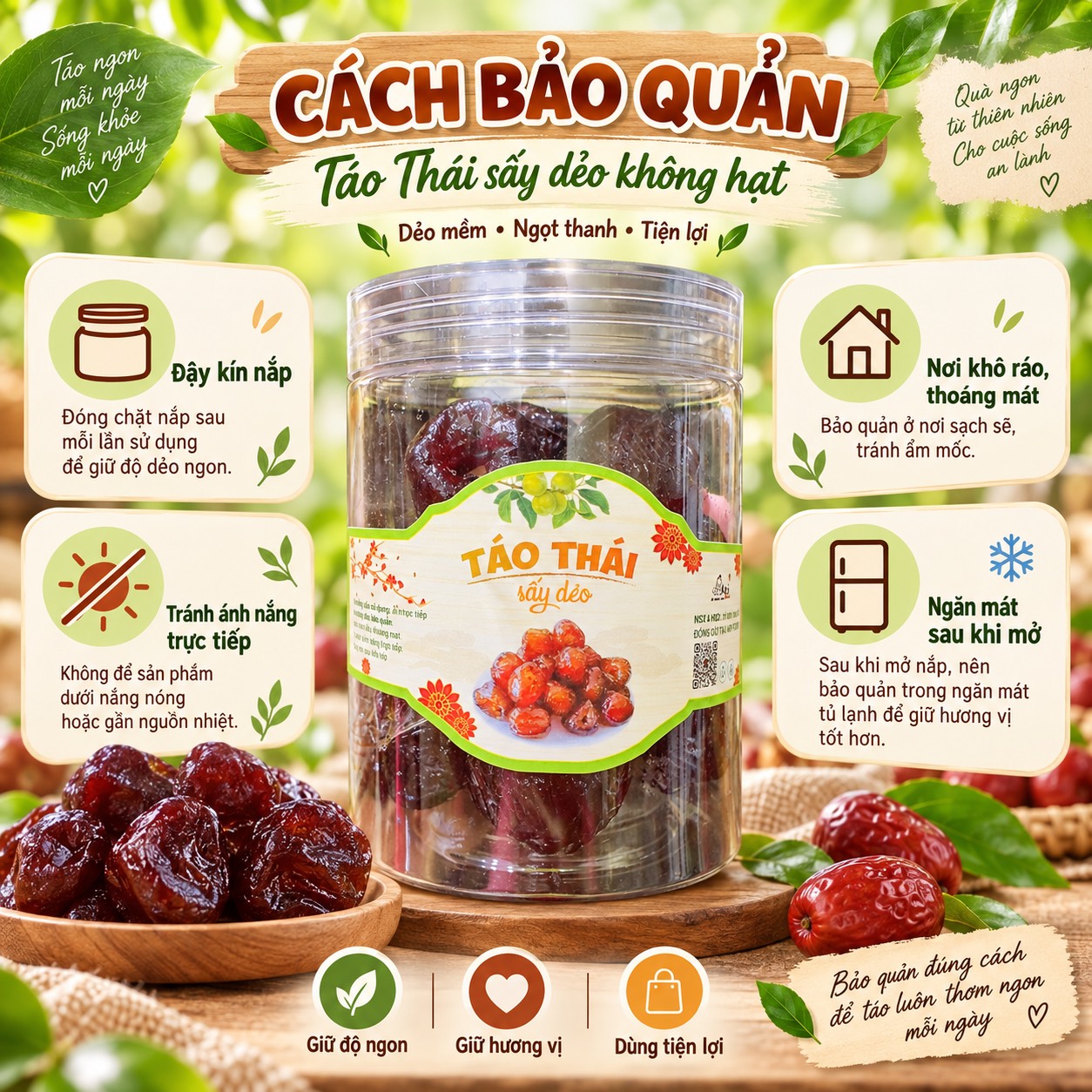 Táo Thái Sấy Không Hạt - Dẻo Mềm, Ăn Cực Cuốn