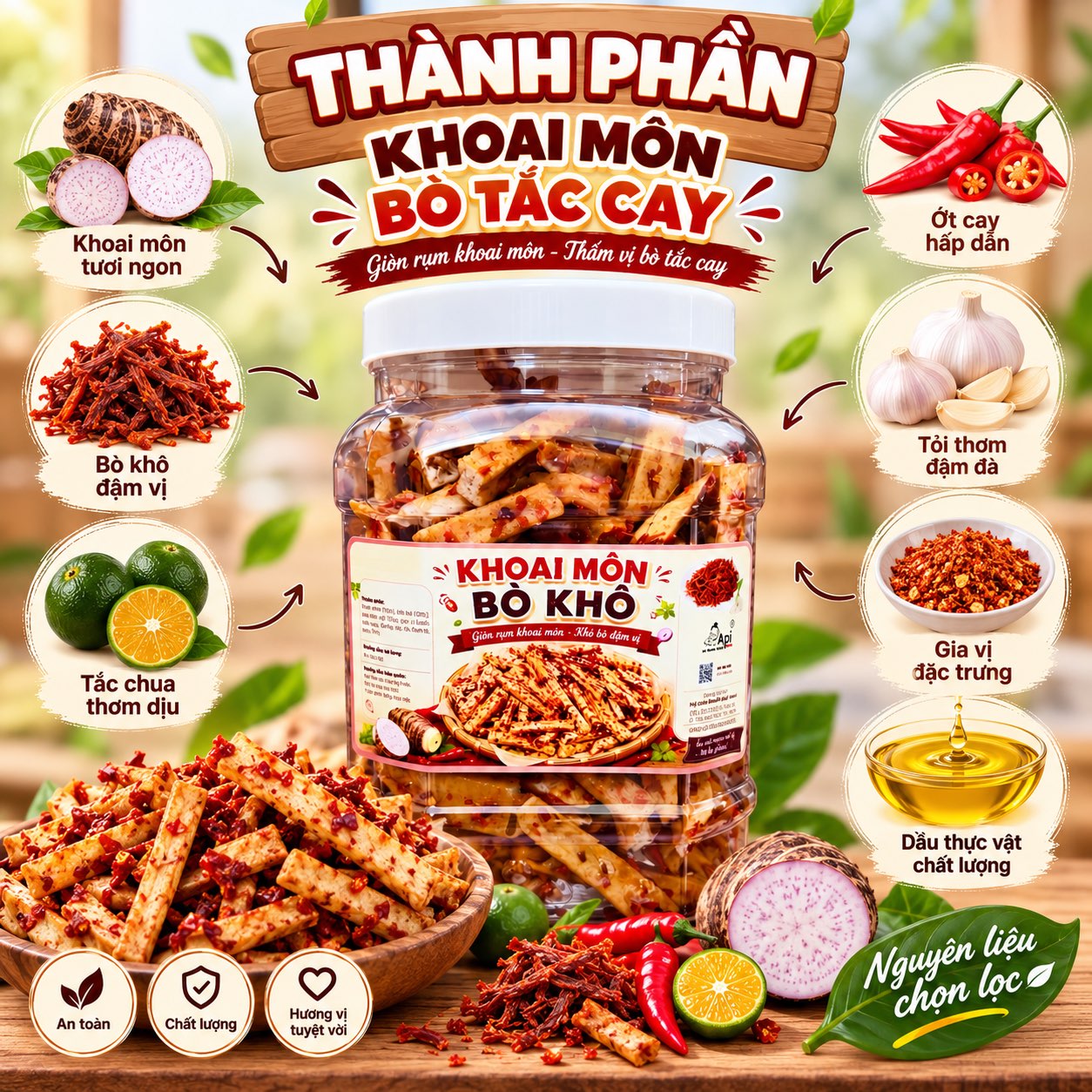 Khoai Môn Cọng Bò Tắc Cay 500gr