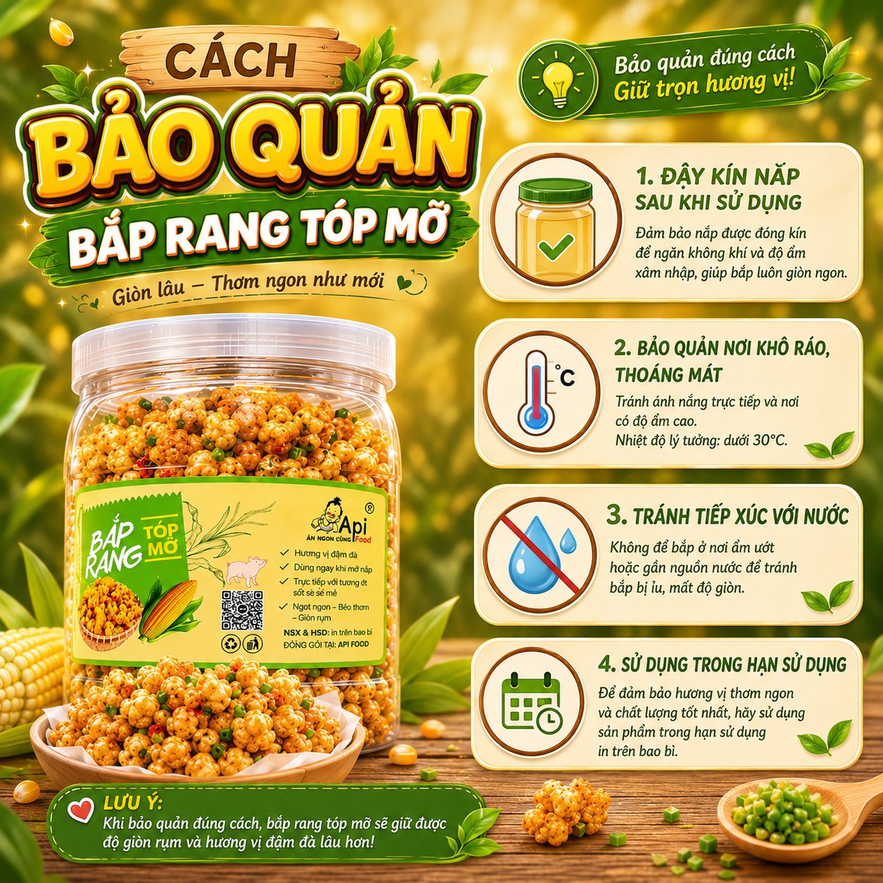 Bắp Rang Tóp Mỡ 500gr - Giòn Rùm Rụm, Nhâm Nhi Siêu Ngon