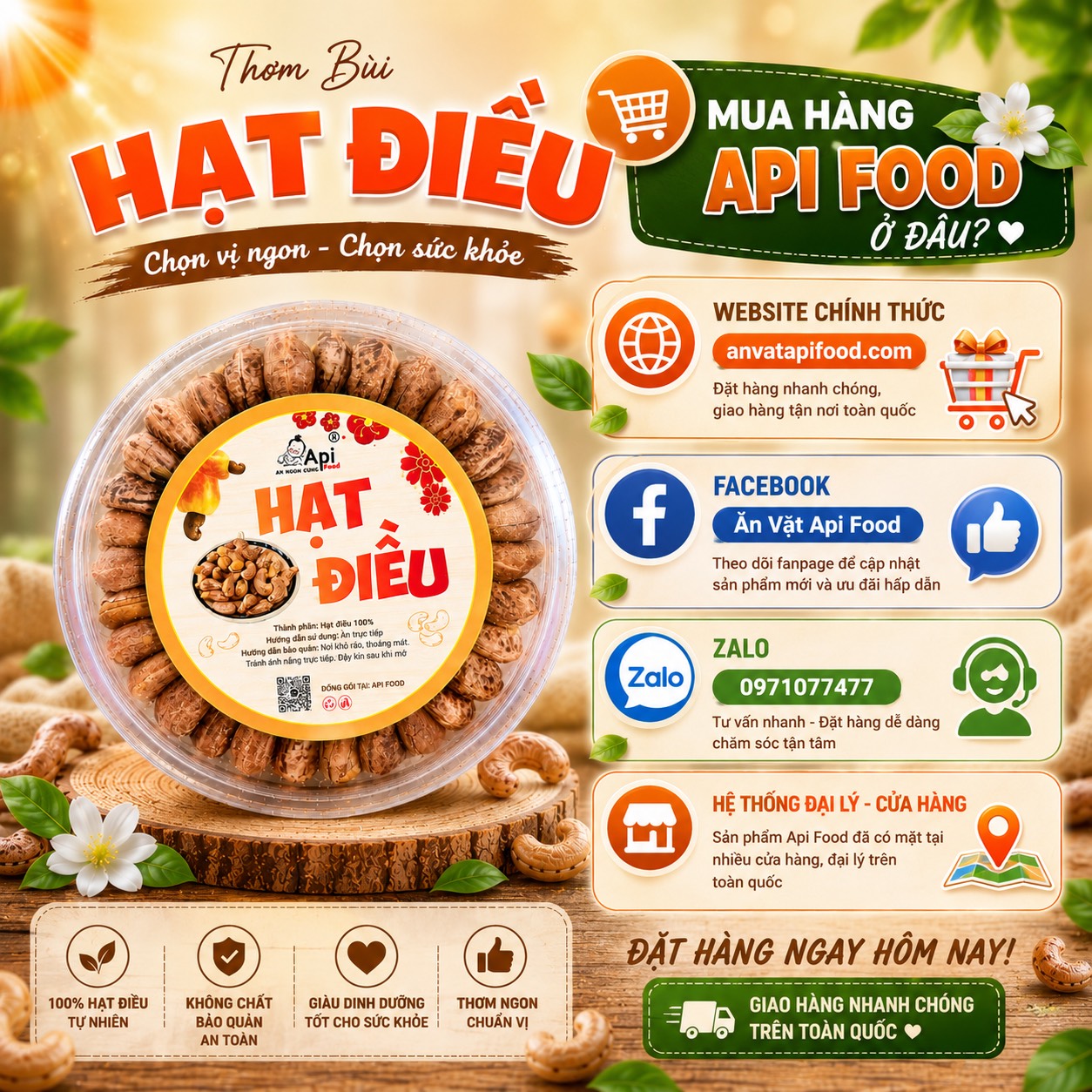 Hạt Điều A Cồ Rang Muối - Đặc Sản Bình Phước [ HỘP TRÒN ]