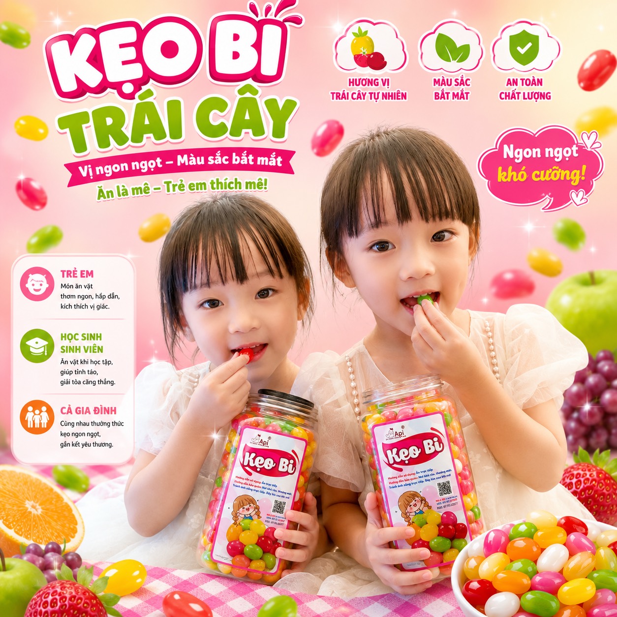 Kẹo Bi Trái Cây 500gr - Hương Vị Thơm Ngon, Hấp Dẫn