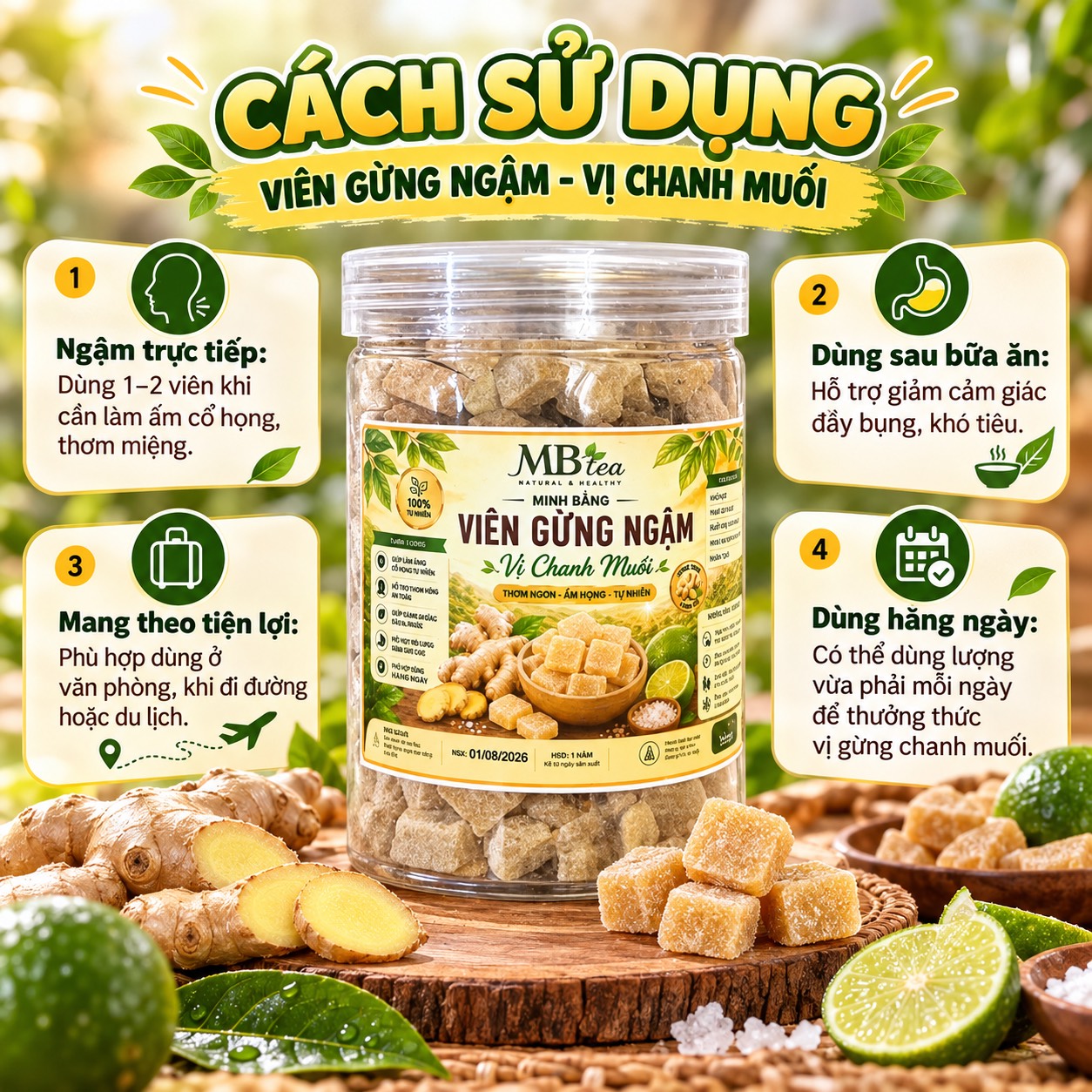 Viên Gừng Ngậm -  Vị Chanh Muối 350gr