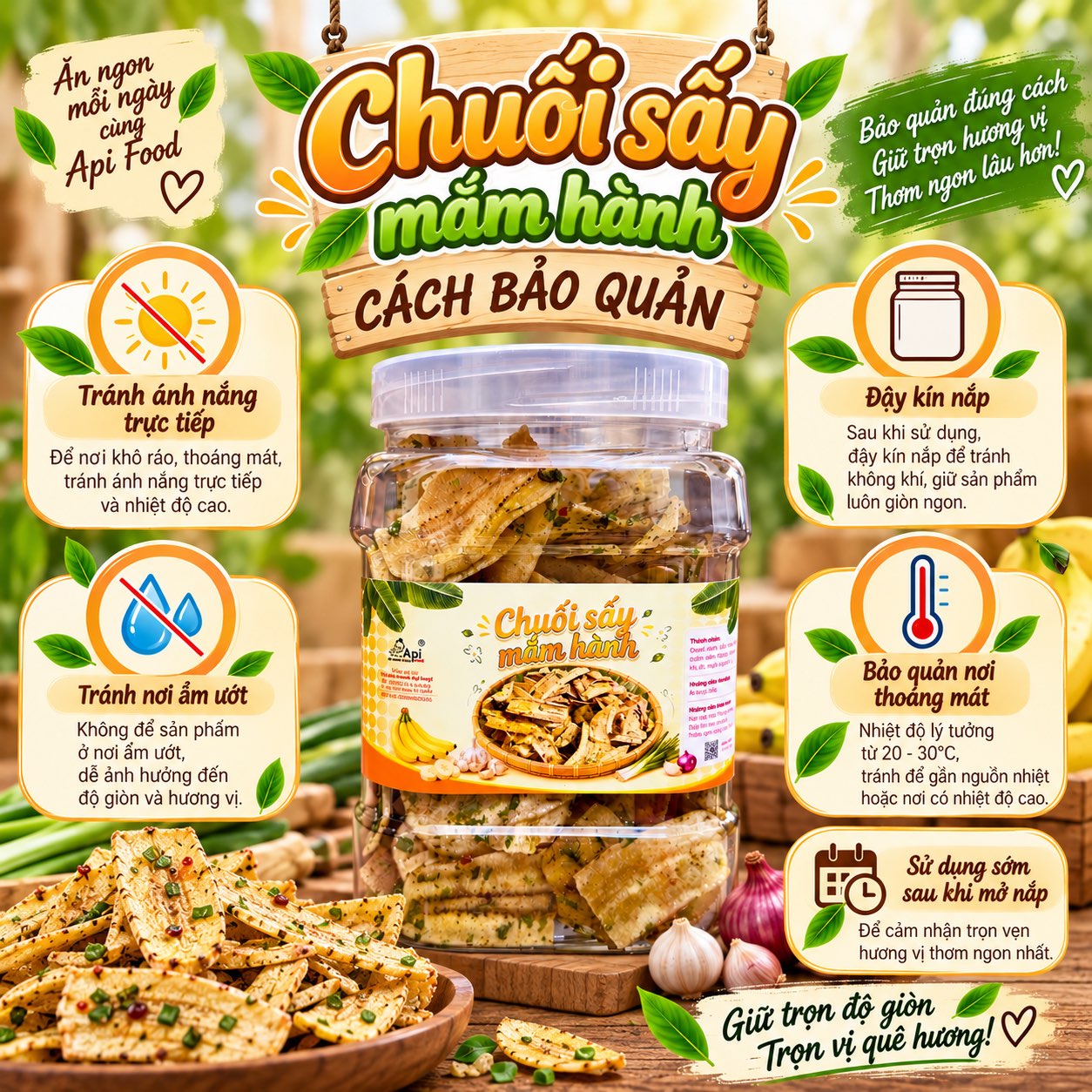 Chuối Sấy Mắm Hành 300gr - Giòn Rụm, Đậm Vị, Ăn Là ghiền