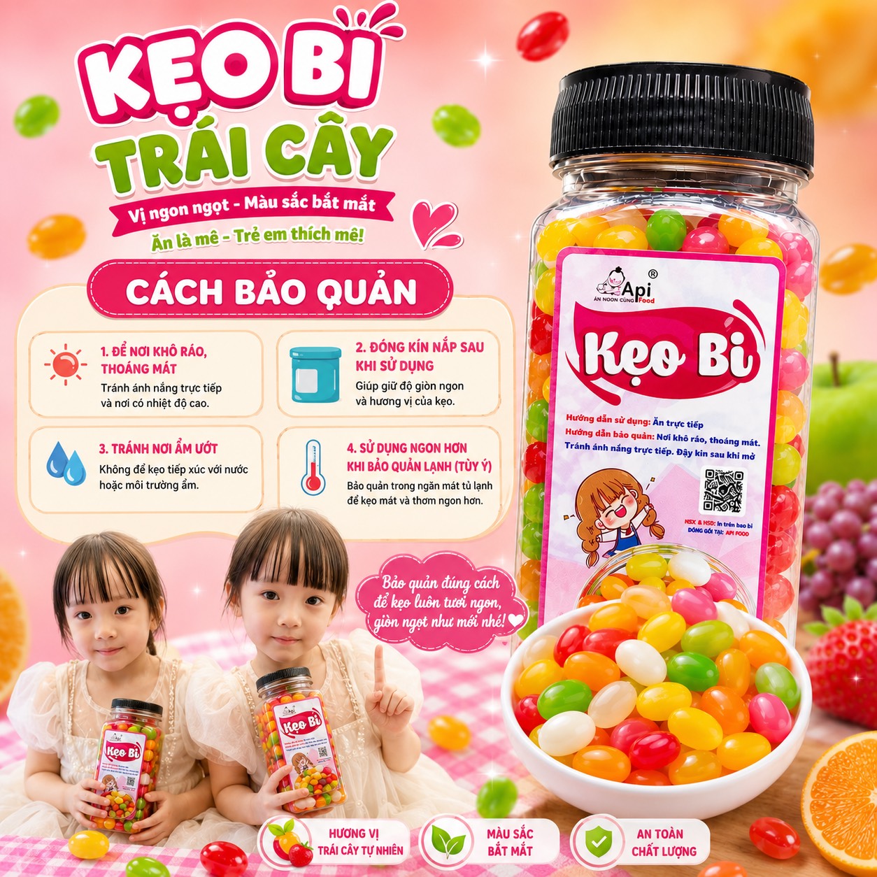 Kẹo Bi Trái Cây 500gr - Hương Vị Thơm Ngon, Hấp Dẫn