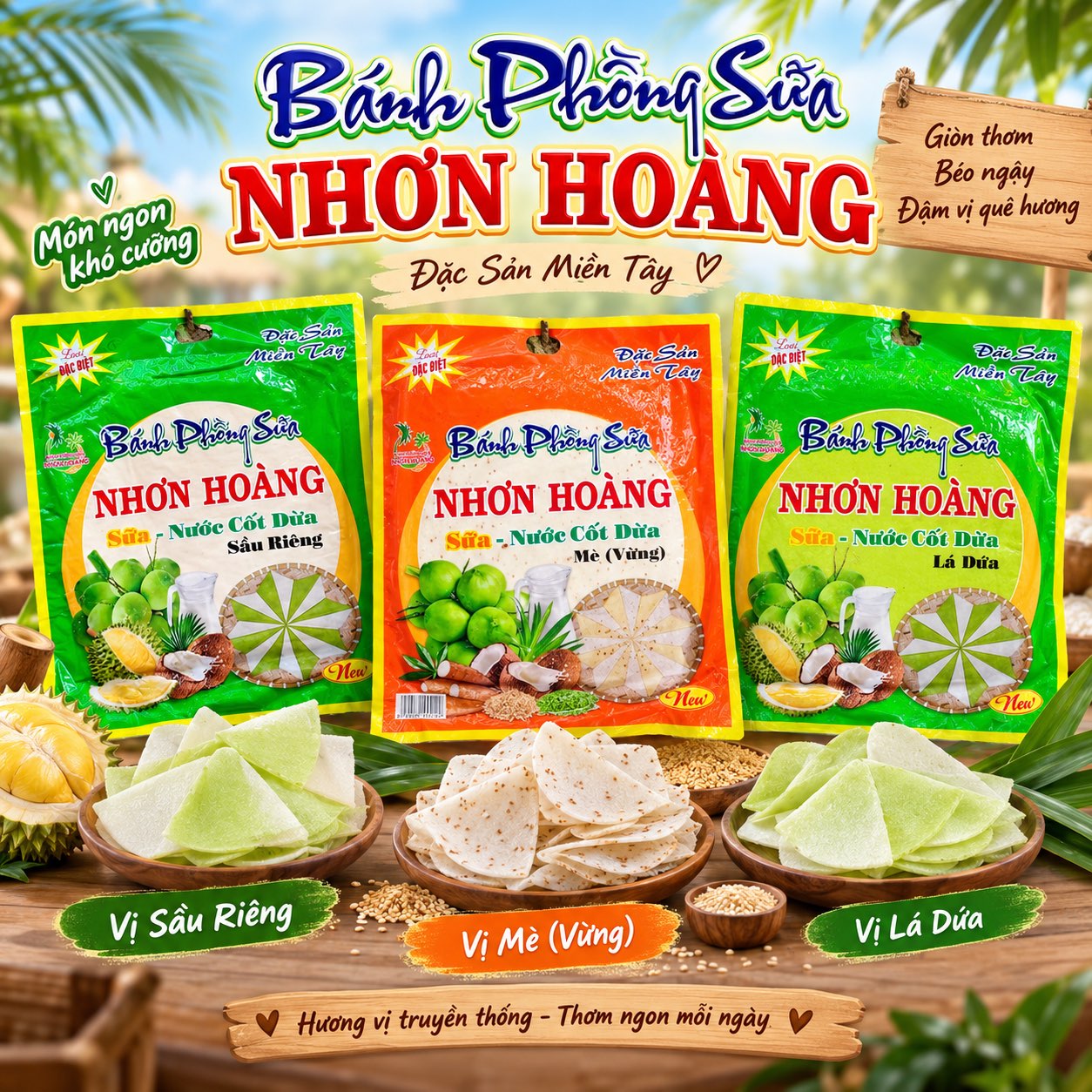 Bánh Phồng Sữa Dừa Nhơn Hoàng - Đặc Sản Miền Tây