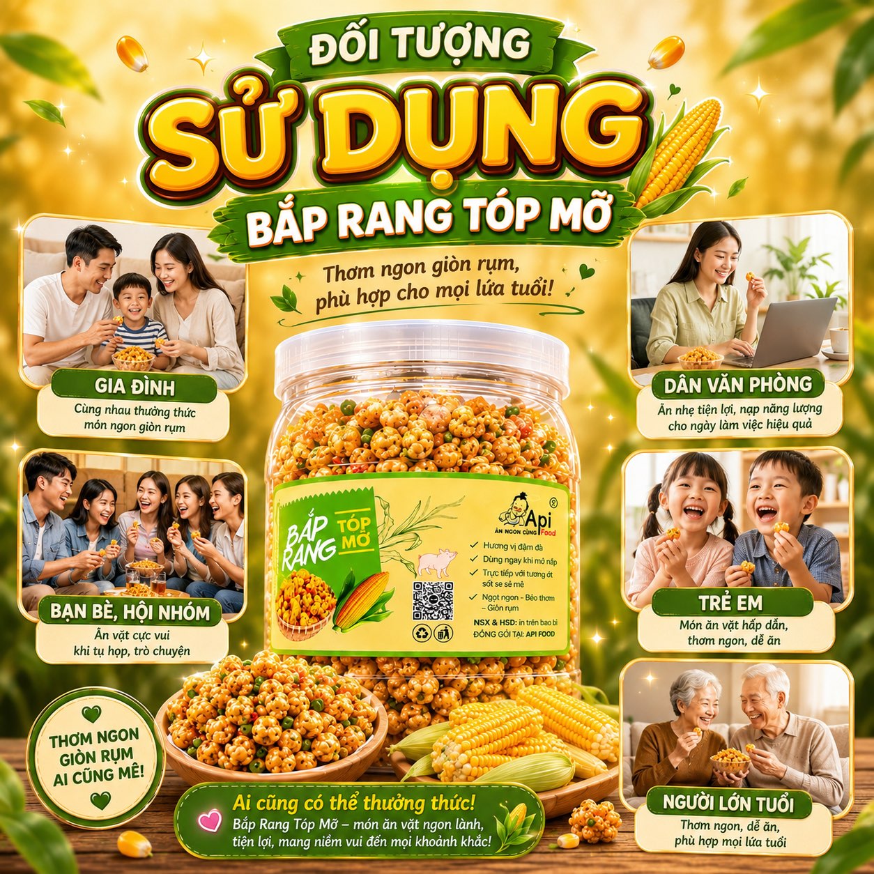 Bắp Rang Tóp Mỡ 500gr - Giòn Rùm Rụm, Nhâm Nhi Siêu Ngon