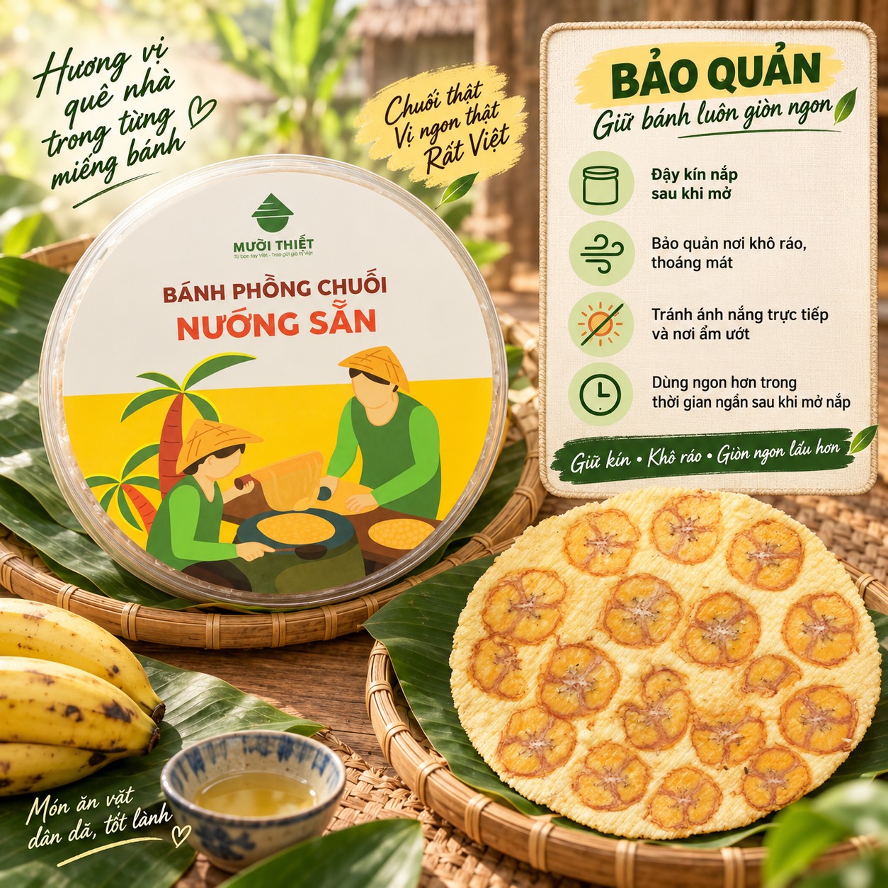 Bánh Phồng Chuối Nướng Sẵn ( Hộp 10 Cái )