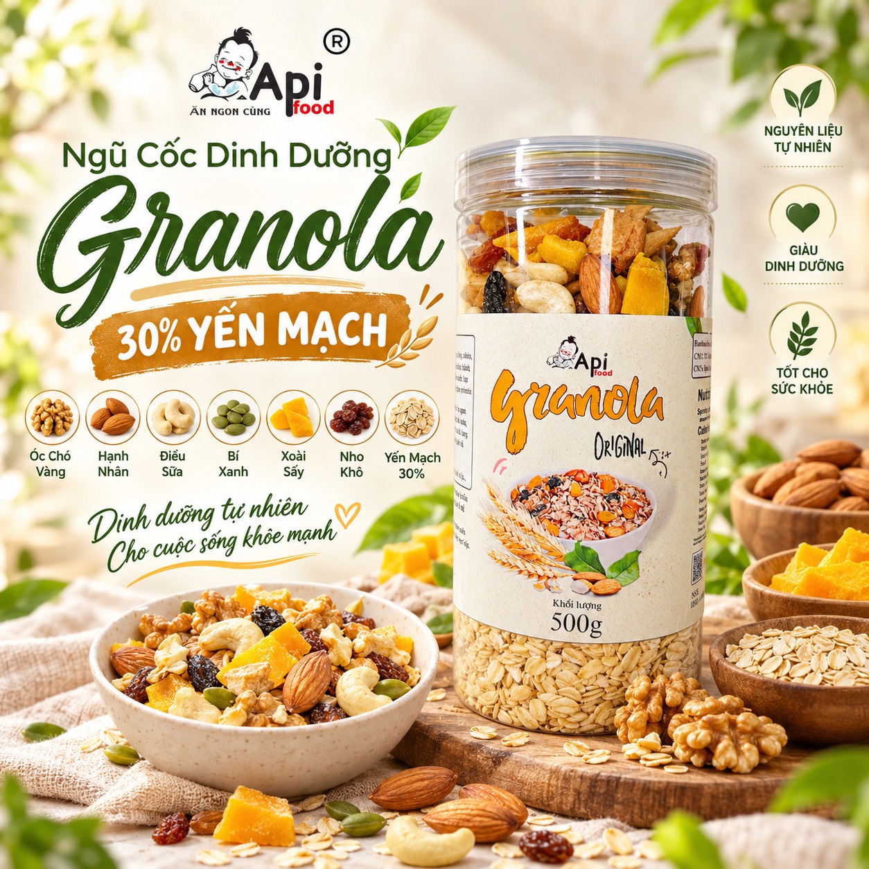 Ngũ Cốc Dinh Dưỡng Ăn Liền Granola 30% Yến Mạch
