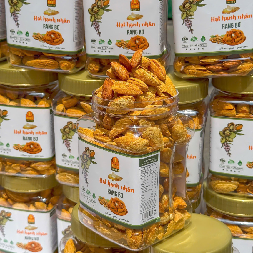 [ HỘP VUÔNG ] Hạnh Nhân Mỹ Rang Bơ Vỏ Mỏng Thơm Ngon Api Food - Hạt Dinh Dưỡng - Ăn Vặt, Food