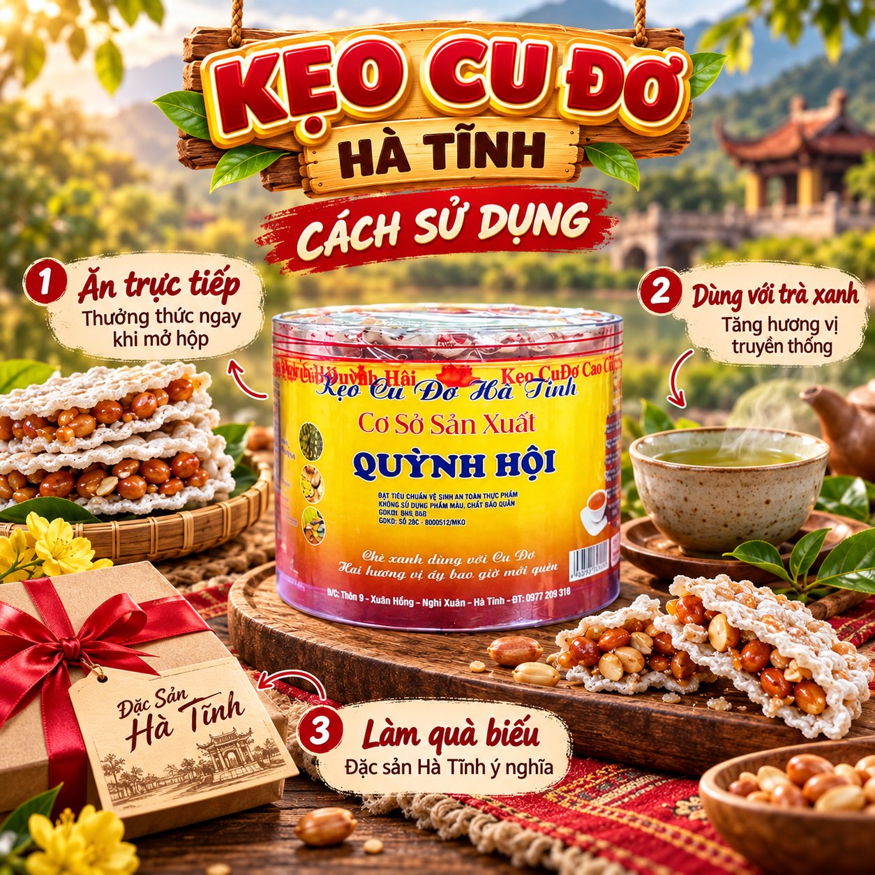 Kẹo Cu Đơ Quỳnh Hội - Đặc Sản Hà Tĩnh - Ăn Vặt Api Food