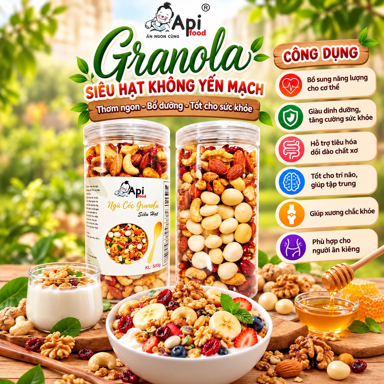 Siêu Hạt Granola Mix Hạt - Không Yến Mạch 500gr