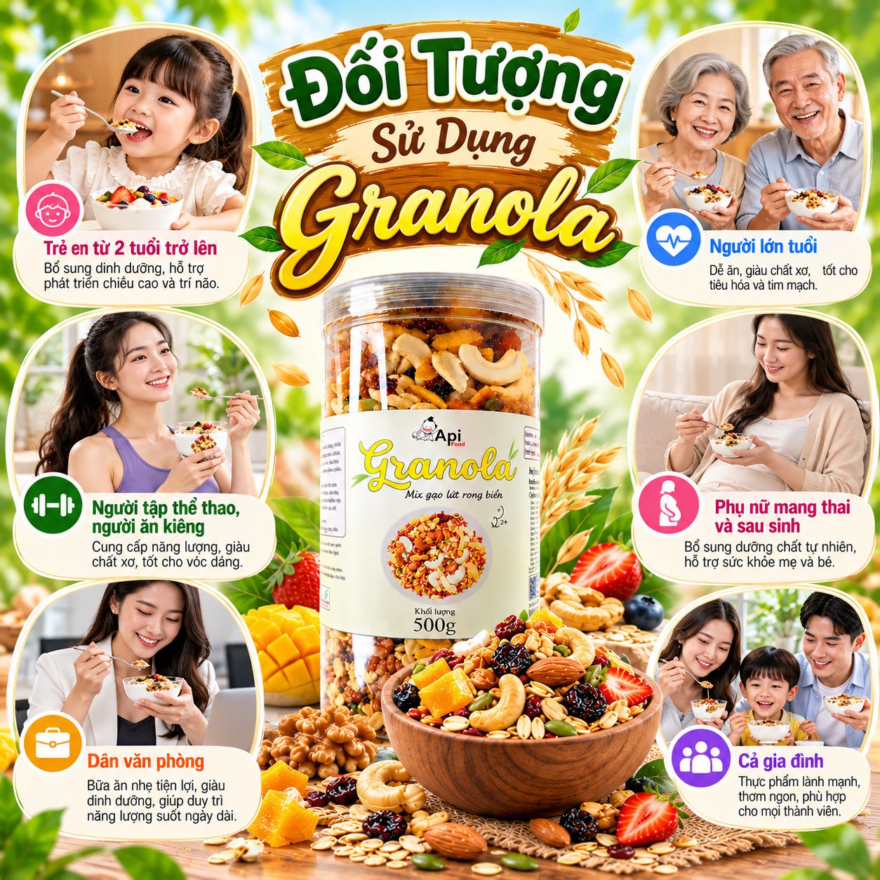 Ngũ Cốc Dinh Dưỡng Ăn Liền Granola Mix Gạo Lứt 500gr