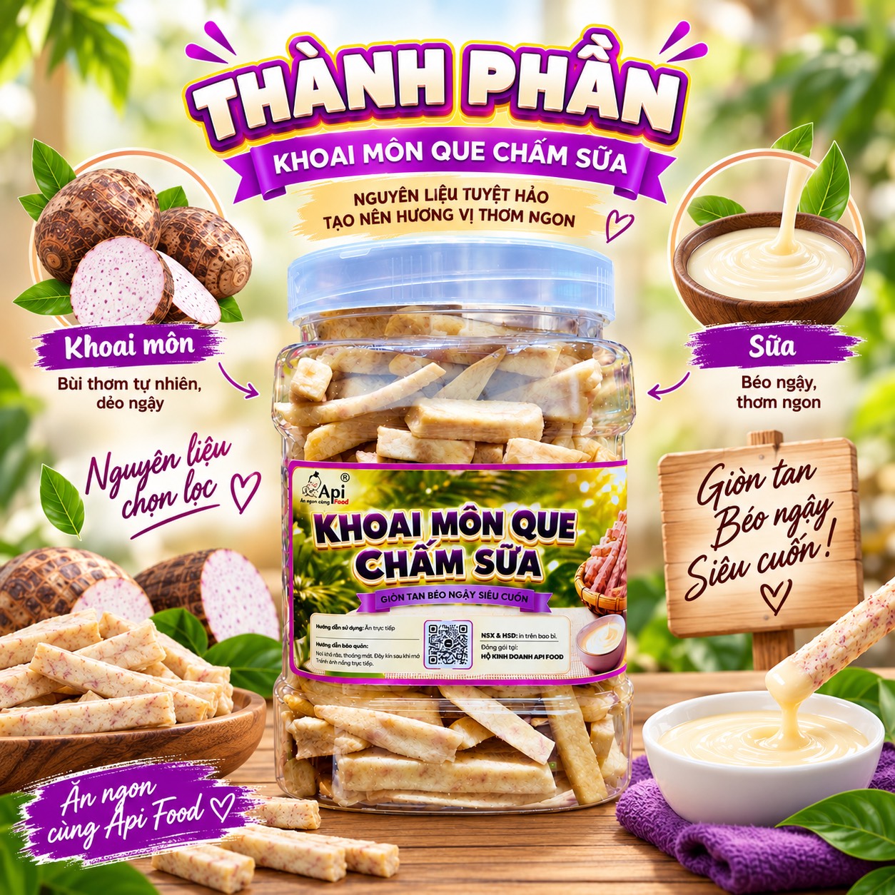 Khoai Môn Que Chấm Sữa - Giòn Tan, Béo Ngậy Càng Ăn Càng Ghiền
