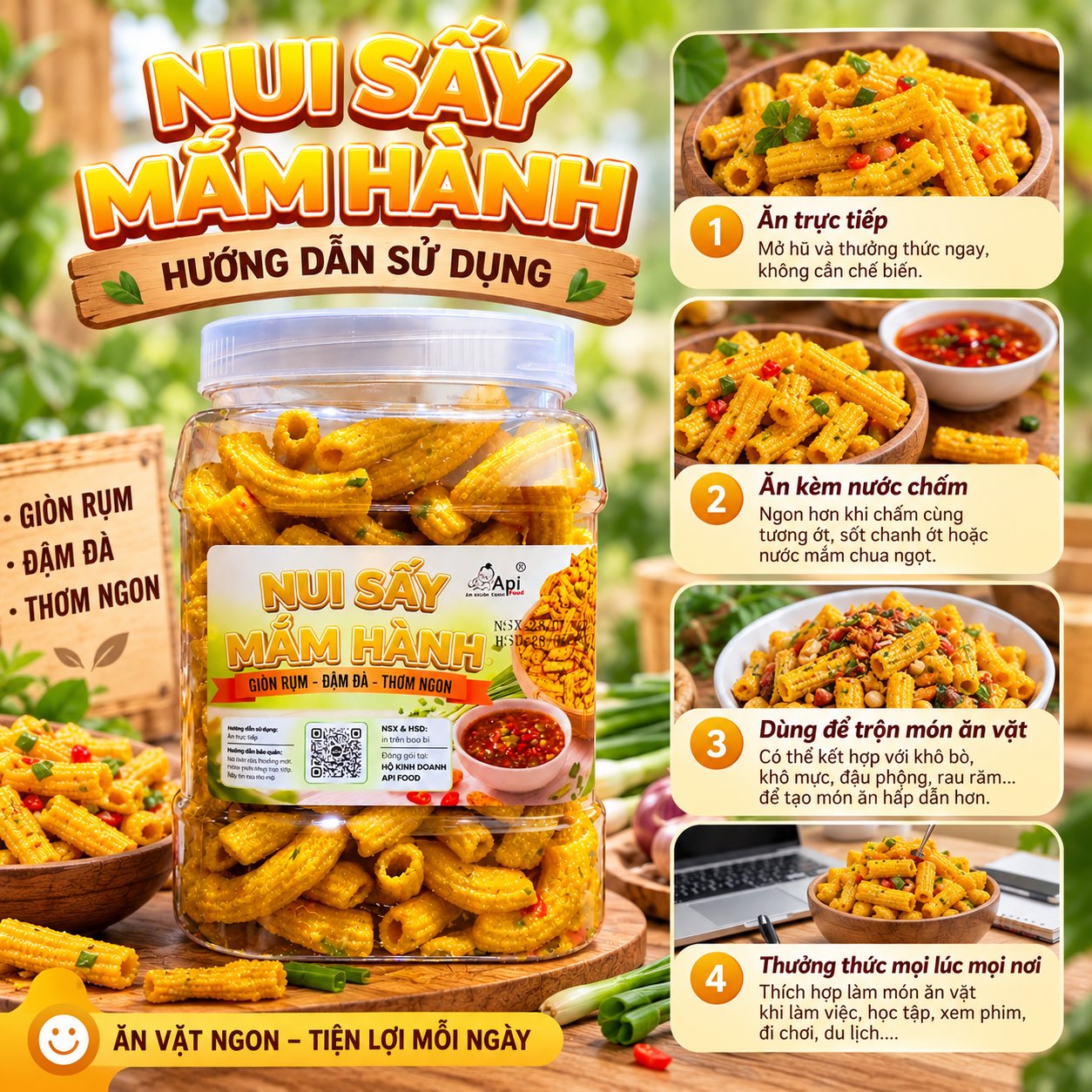 Nui Giòn Sấy Mắm Hành 400gr