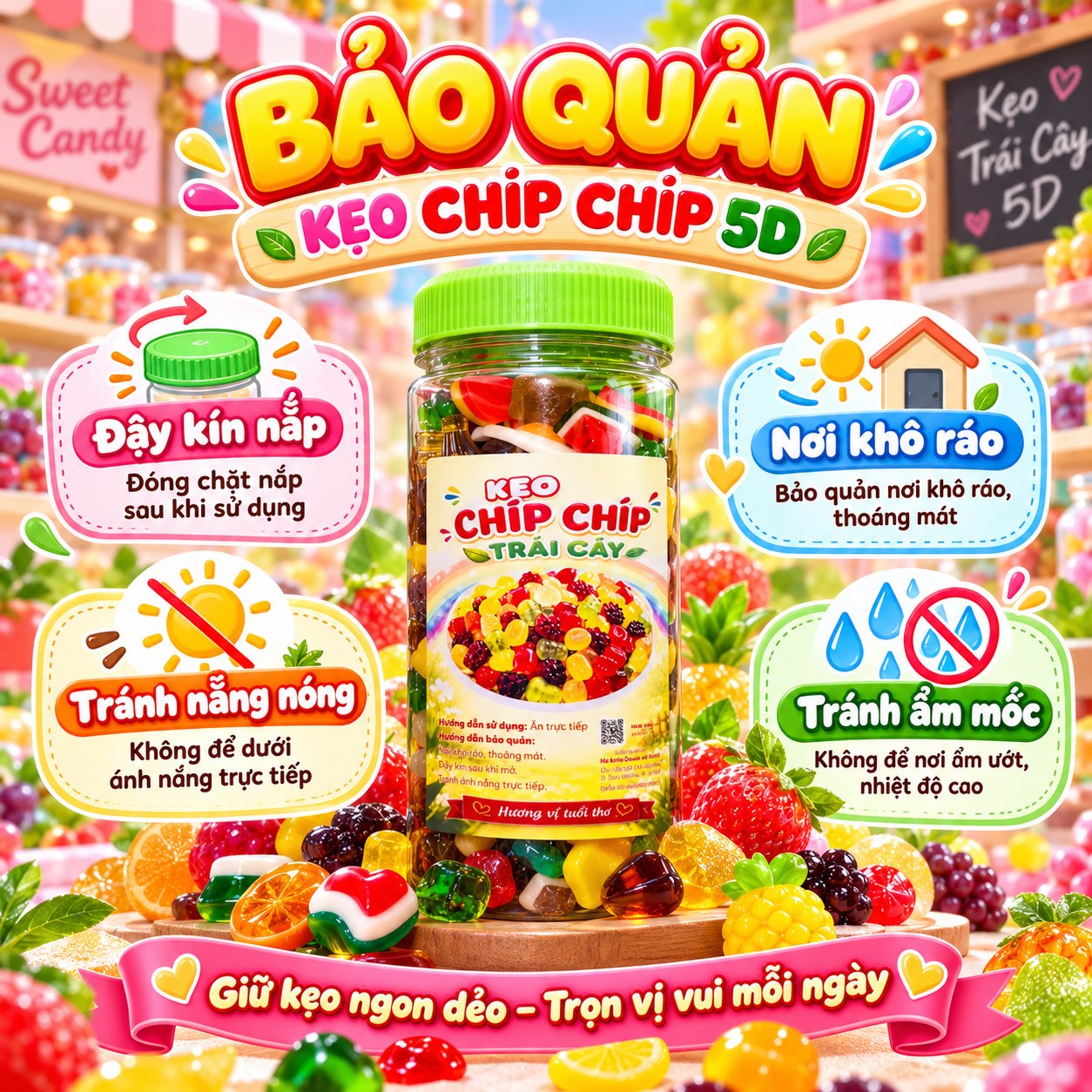Kẹo Dẻo Chip Chip 5D 500gr - Sắc Màu Tuổi Thơ, Càng Ăn Càng Vui