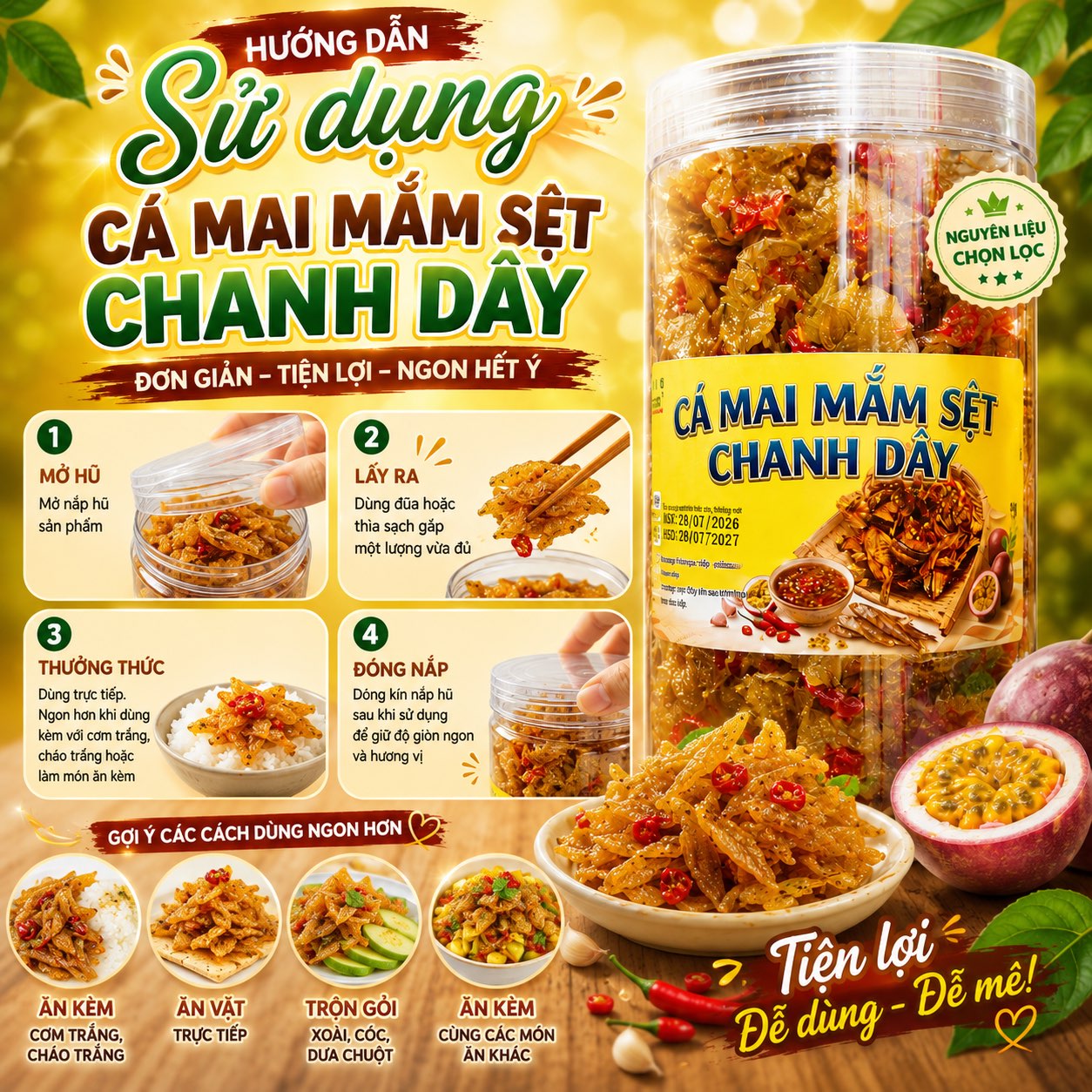 Khô Cá Mai Mắm Sệt Chanh Dây 300gr