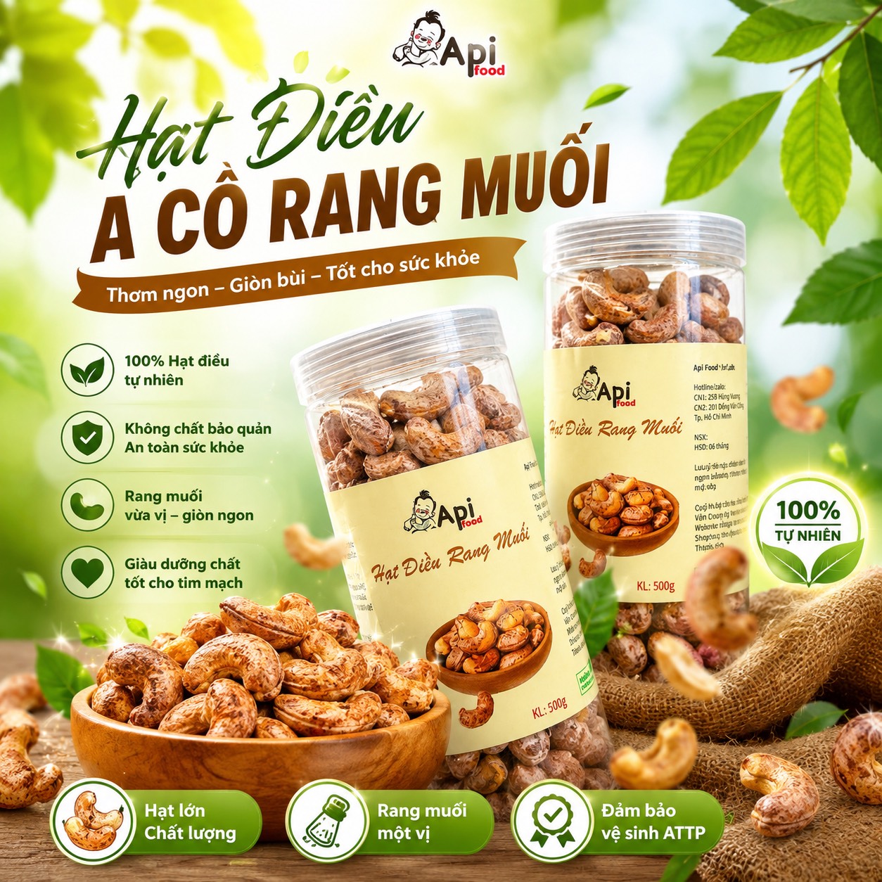 Hạt Điều A Cồ Muối Rang Củi Bình Phước - Đặc Sản Tây Nguyên