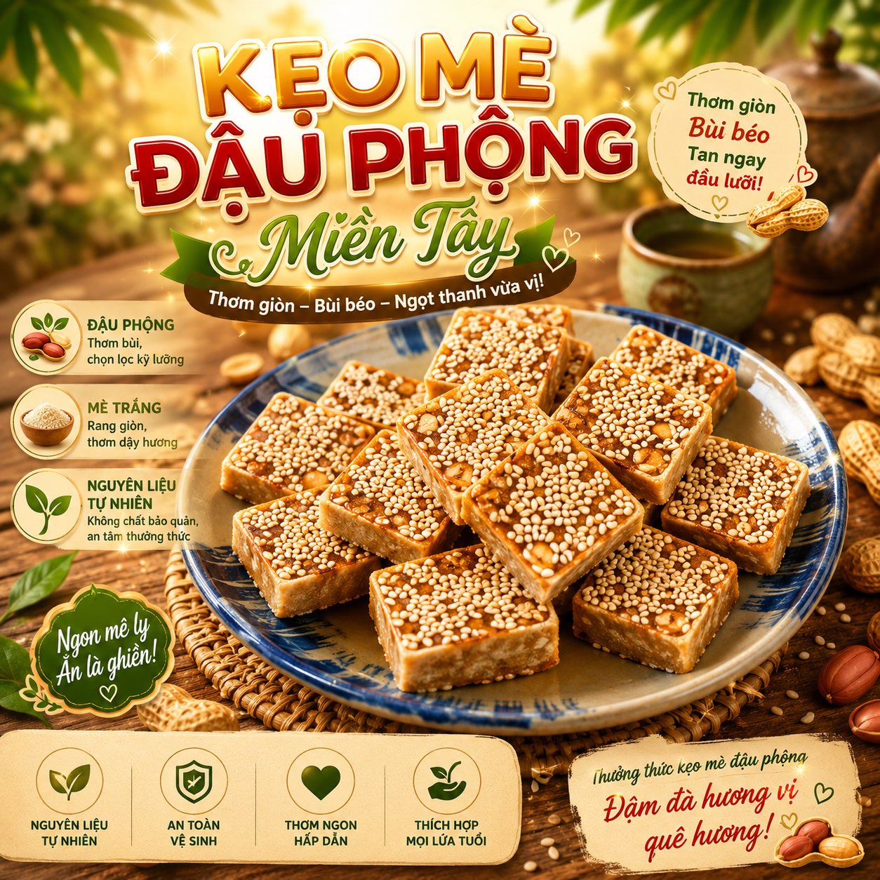 Kẹo Mè Xửng Đậu Phộng Miền Tây 500gr