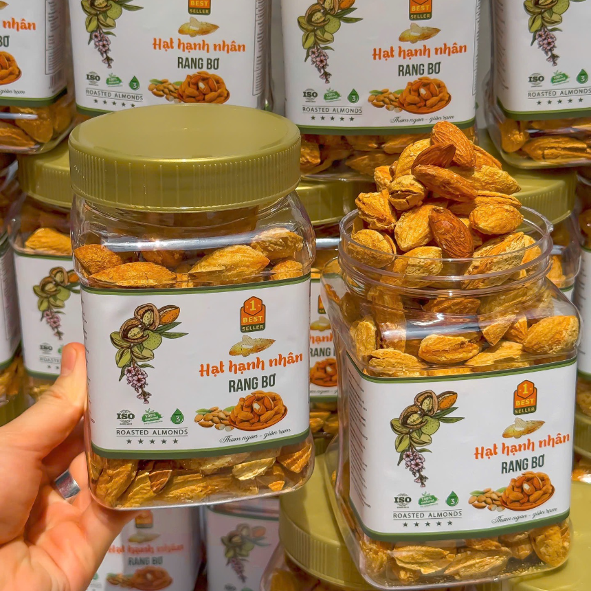 [ HỘP VUÔNG ] Hạnh Nhân Mỹ Rang Bơ Vỏ Mỏng Thơm Ngon Api Food - Hạt Dinh Dưỡng - Ăn Vặt, Food