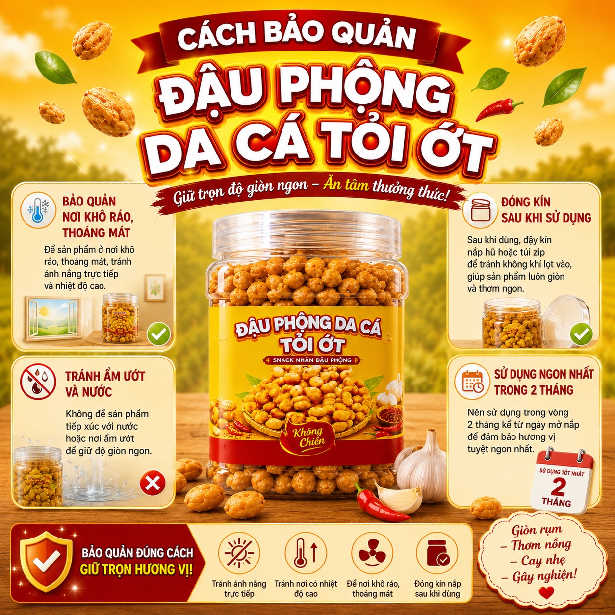 Đậu Phộng Da Cá Tỏi Ớt 500gr - Giòn Rụm Thơm Ngon