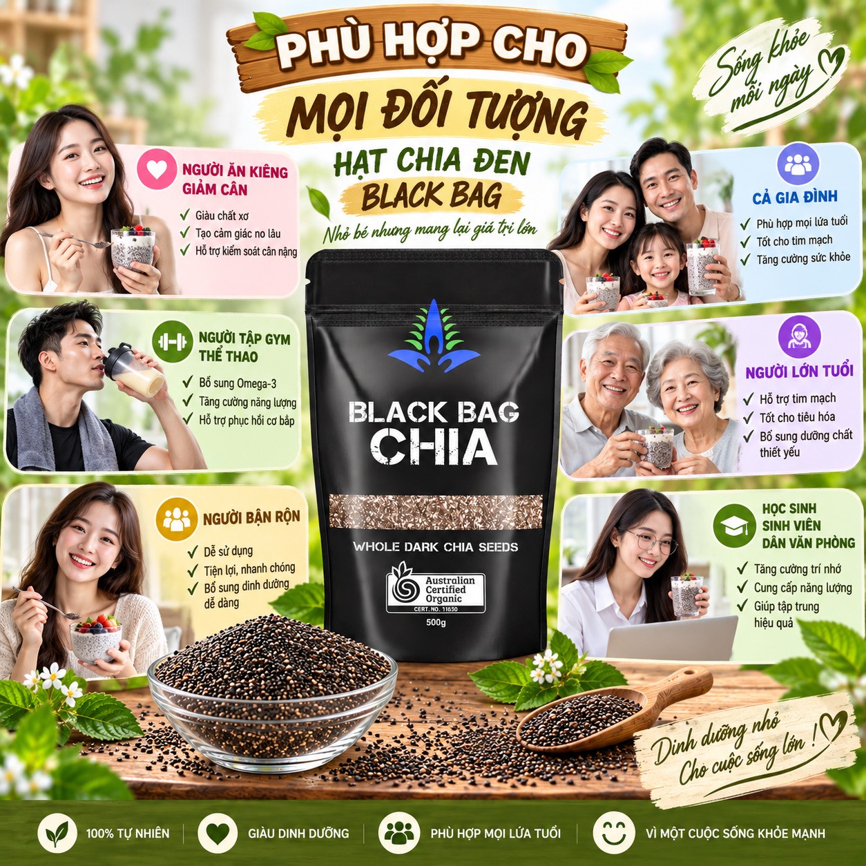 Hạt Chia Đen Hữu Cơ Black Bag 500gr