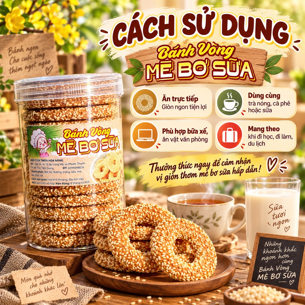 Bánh Vòng Mè Bơ Sữa - Giòn Rụm, Thơm Béo, Càng Ăn Càng Ghiền