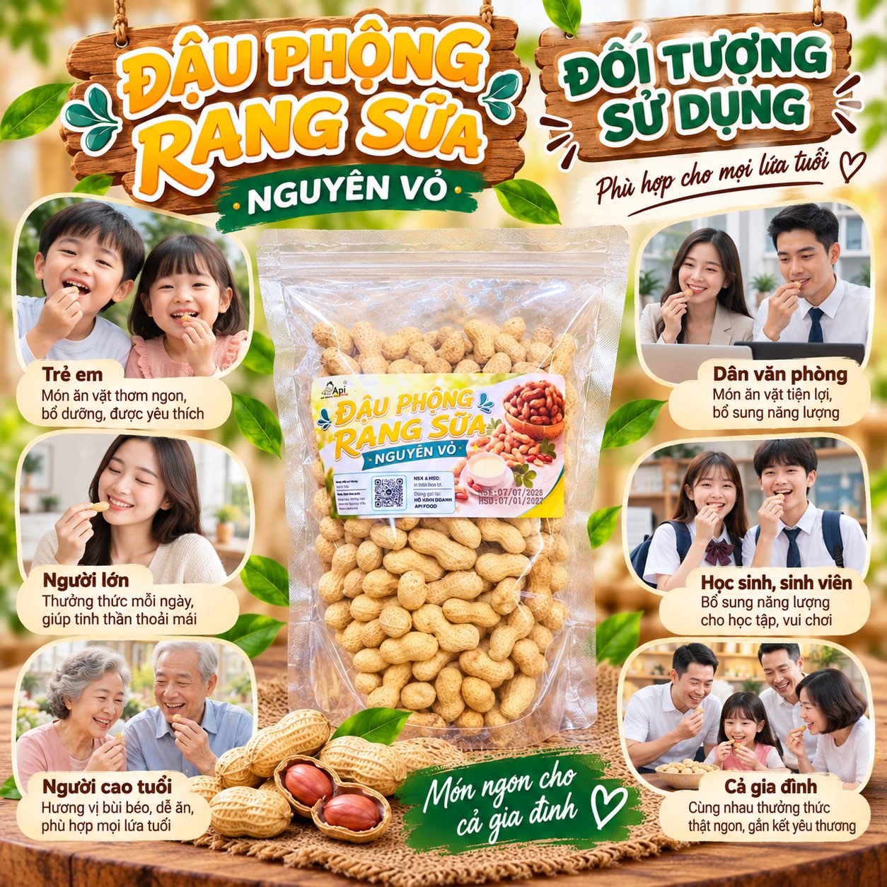 Đậu Phộng Sấy Vị Sữa Nguyên Vỏ 450gr