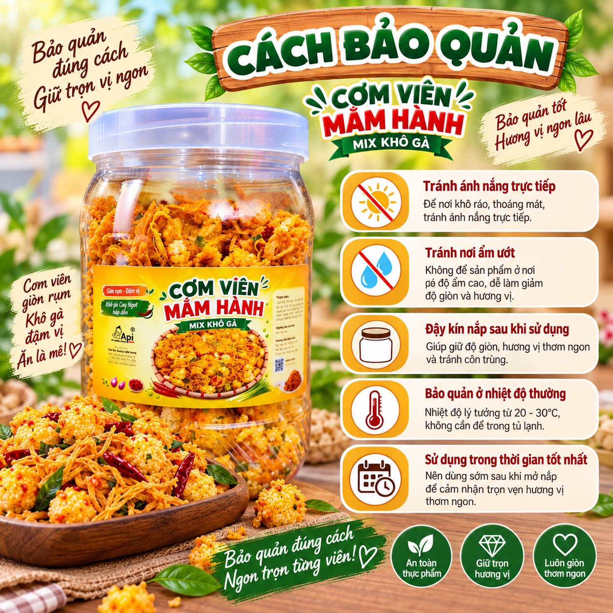 Cơm Viên Mắm Hành Mix Khô Gà 400gr