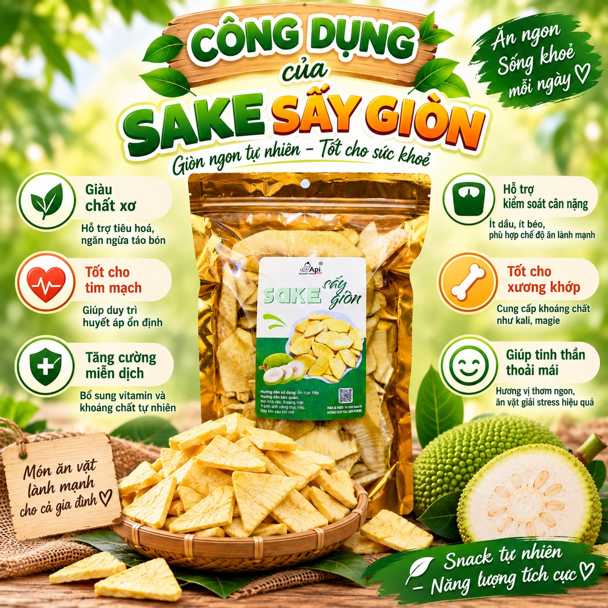 Sake Sấy Giòn Rùm Rụm, Ăn Vặt Ngon, Bổ, Lành Mạnh 400gr