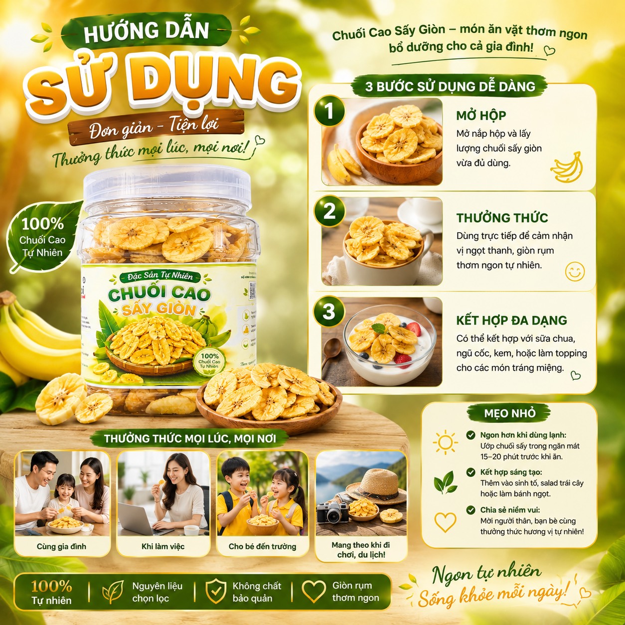 Chuối Cao Sấy Giòn 400gr - Giòn Tan Tự Nhiên, Ngọt Lành Mỗi Ngày