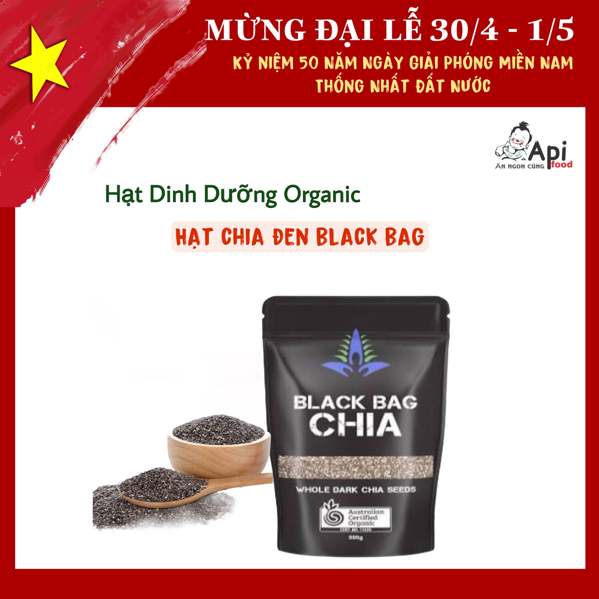 Hạt Chia Đen Hữu Cơ Black Bag 500gr - Hạt Dinh Dưỡng Organic - Bổ Sung Chất Xơ, Vitamin