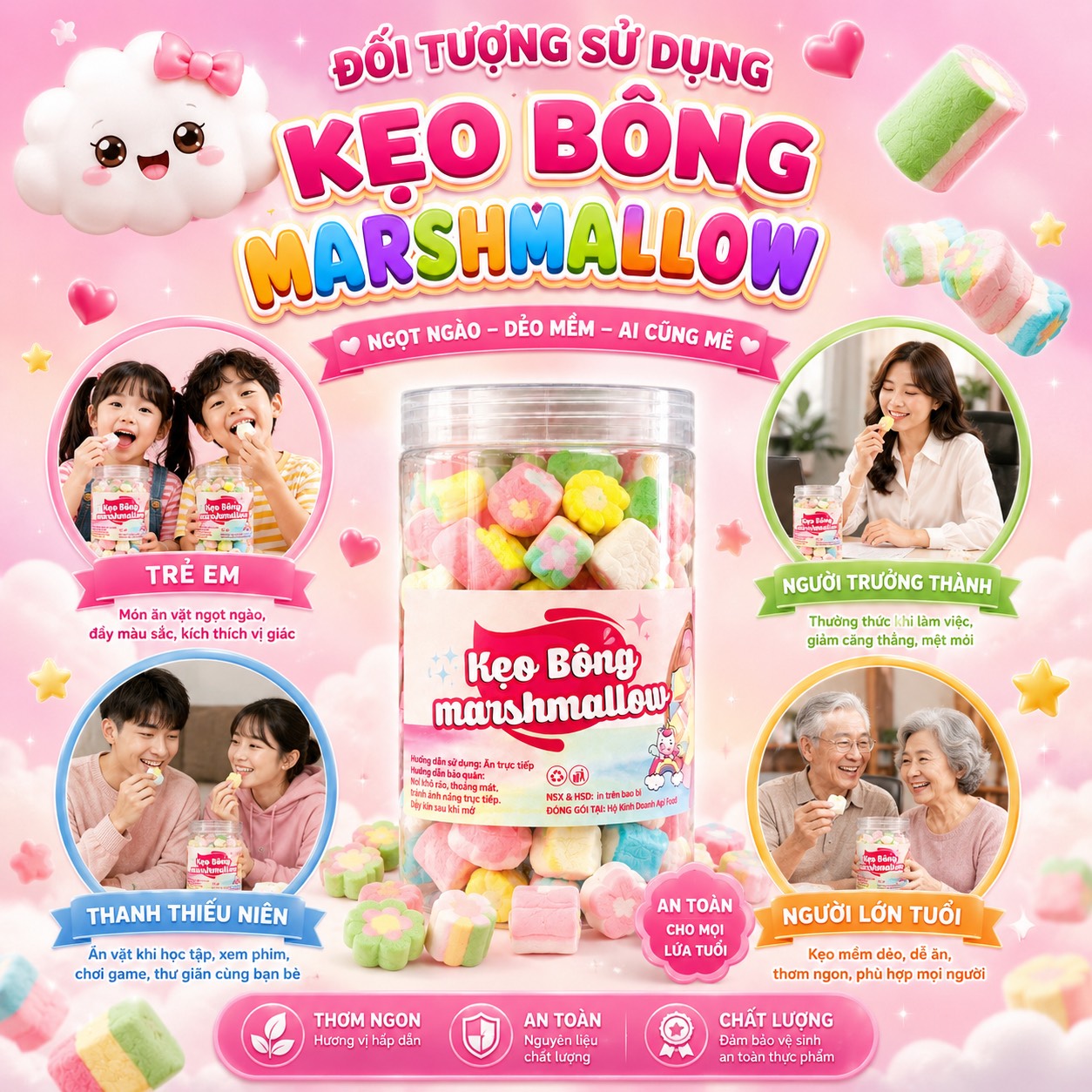 Kẹo Bông Marshmallow 280gr – Món Ăn Vặt Hot Trend Cho Mọi Lứa Tuổi