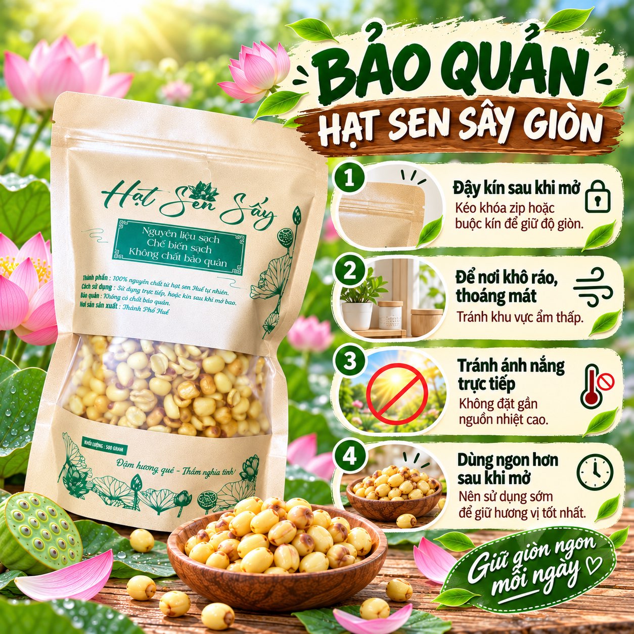 Hạt Sen Sấy Giòn 500gr