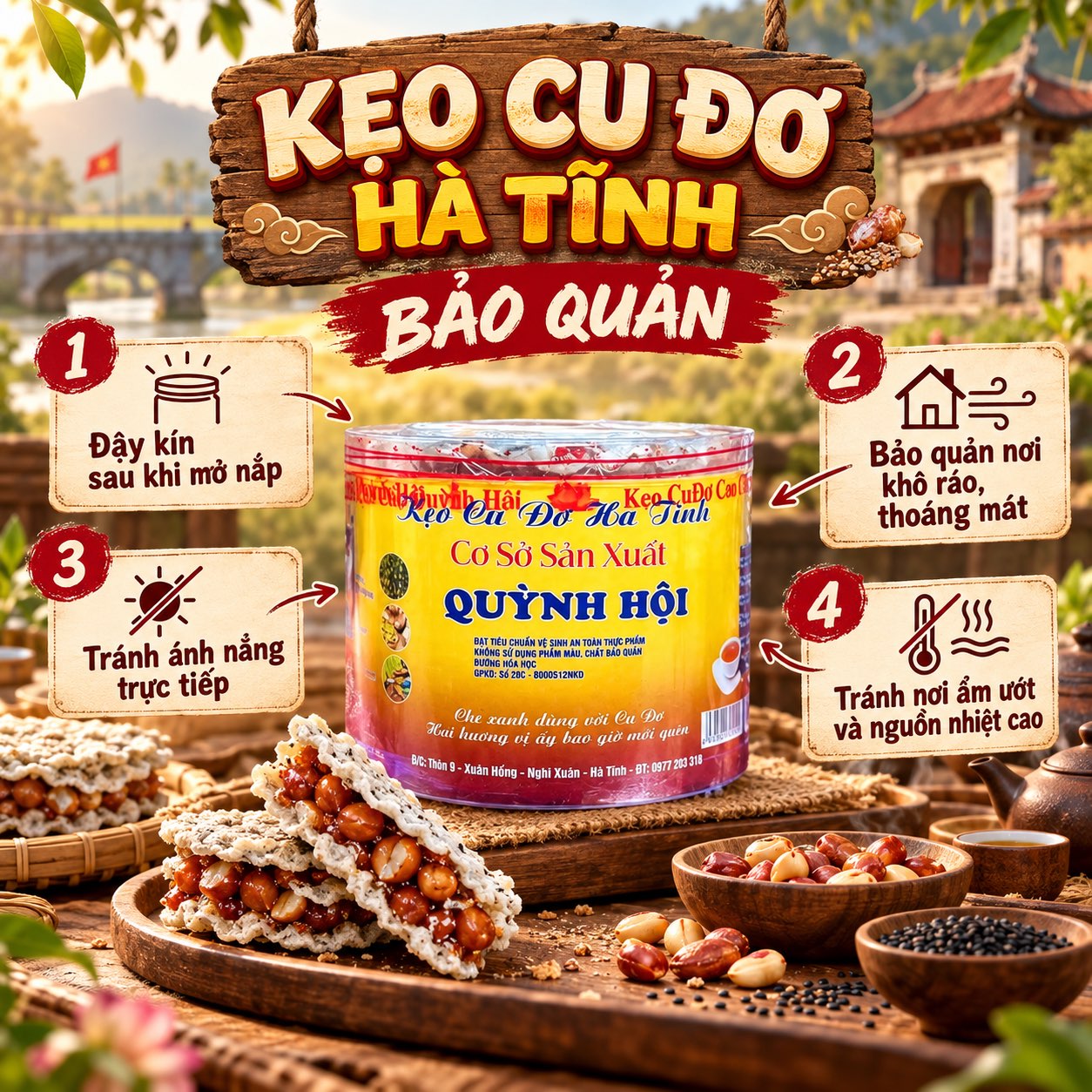 Kẹo Cu Đơ Quỳnh Hội - Đặc Sản Hà Tĩnh - Ăn Vặt Api Food