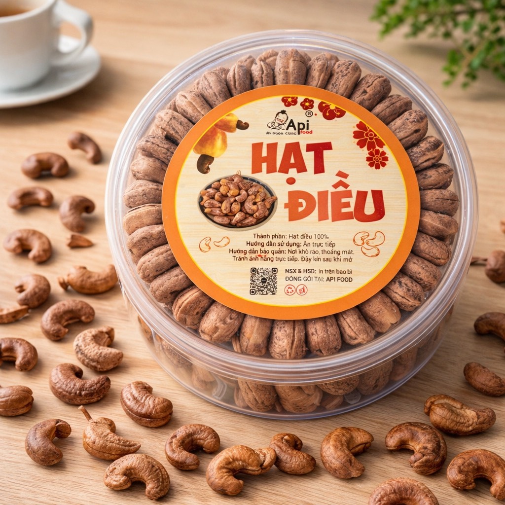 [ HỘP TRÒN ] Hạt Điều A Cồ Rang Muối Bình Phước Đặc Sản Tây Nguyên