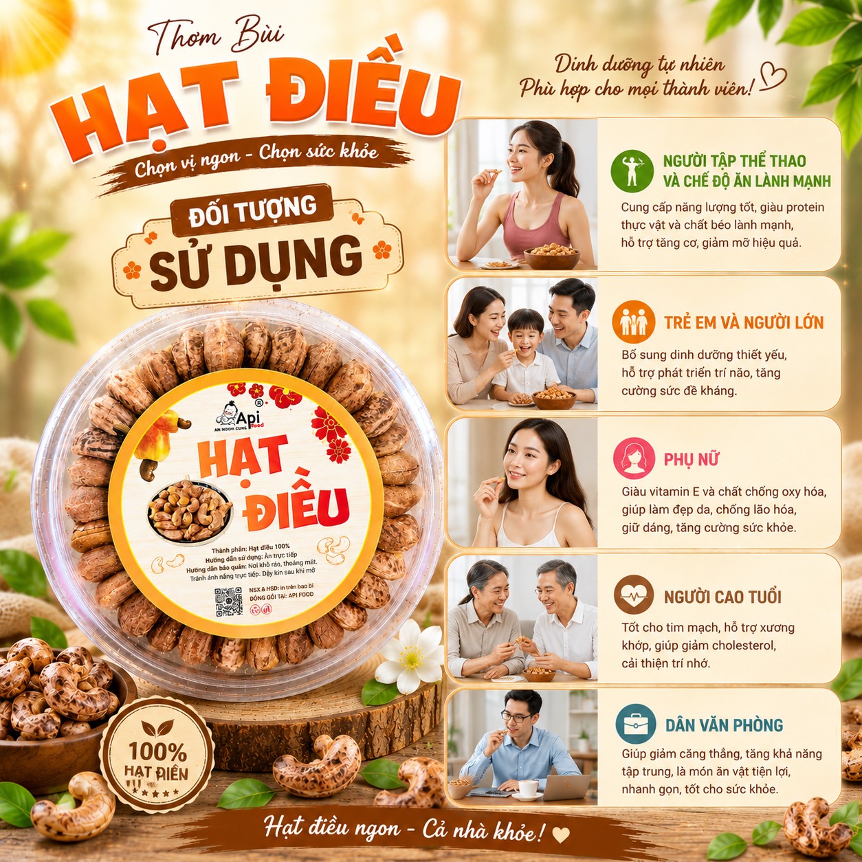 Hạt Điều A Cồ Rang Muối - Đặc Sản Bình Phước [ HỘP TRÒN ]