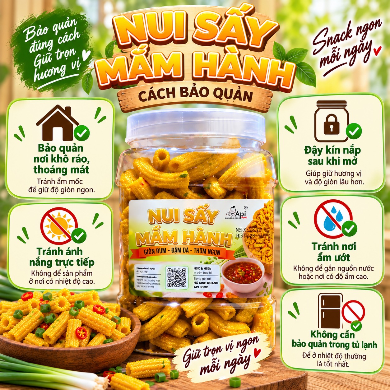 Nui Giòn Sấy Mắm Hành 400gr